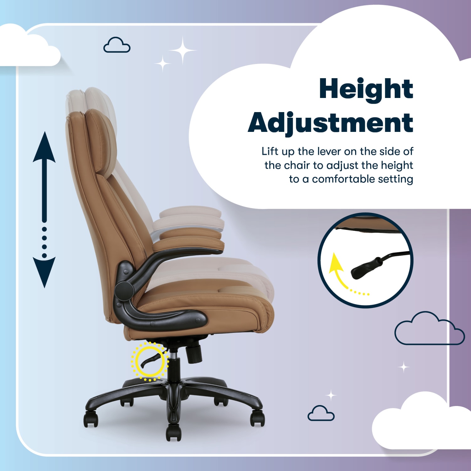 Serta® Torrington Ergonomic High-Back Faux Leather Big & Tall Executive Office Chair, Light Tan - Image 9