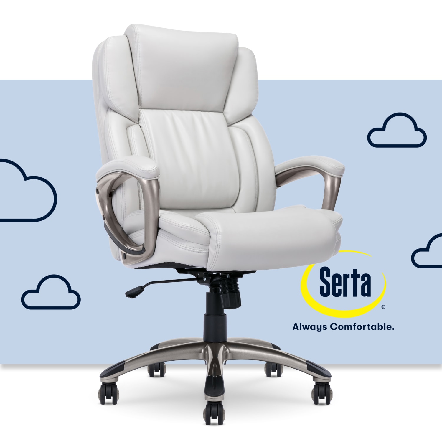 Serta Garret Ergonomic Bonded Leather HighBack Executive Chair White PopularChairscom Serta Garret Ergonomic Bonded Leather High Back Executive Chair White PopularChairscom