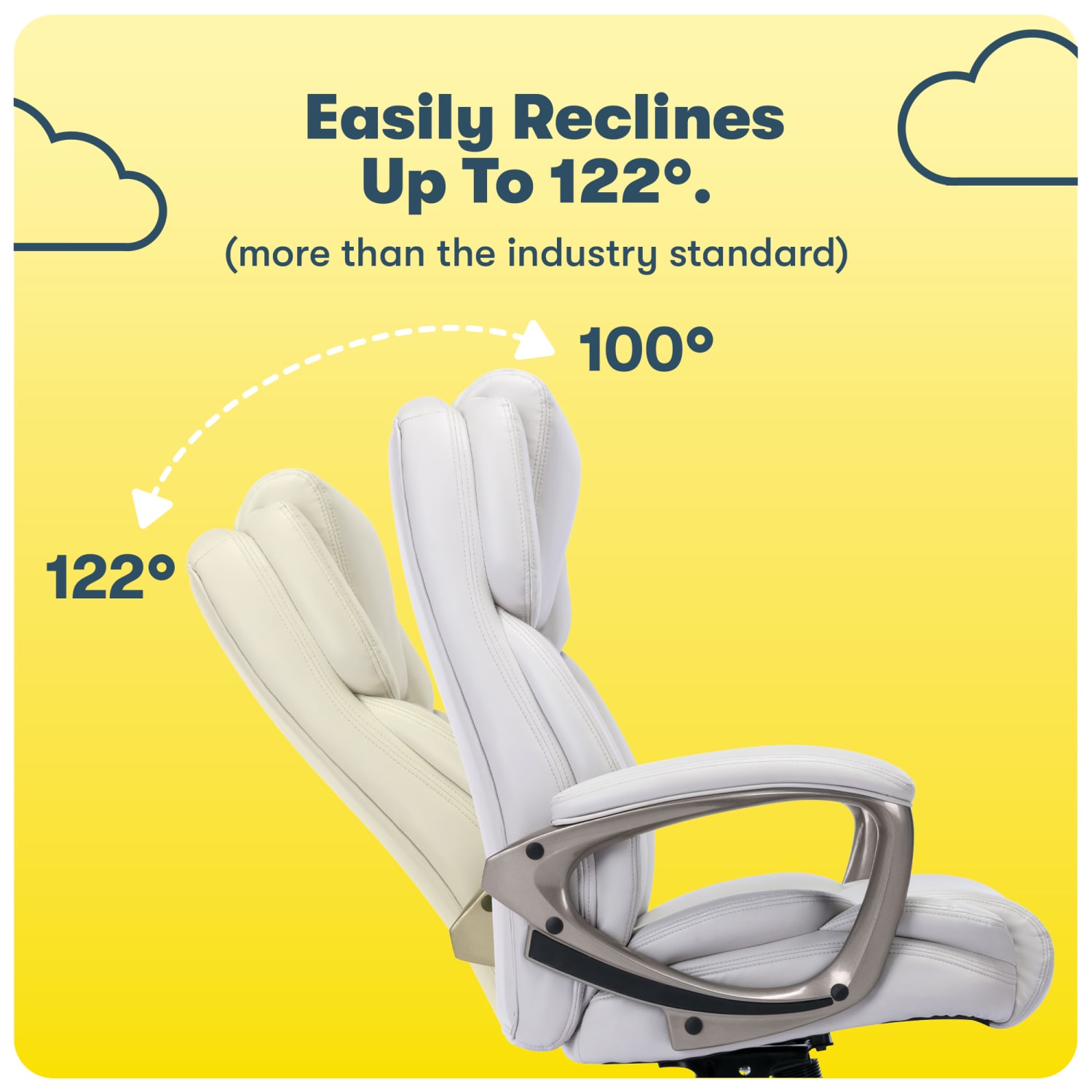 Serta Garret Ergonomic Bonded Leather High-Back Executive Chair, White - Image 12