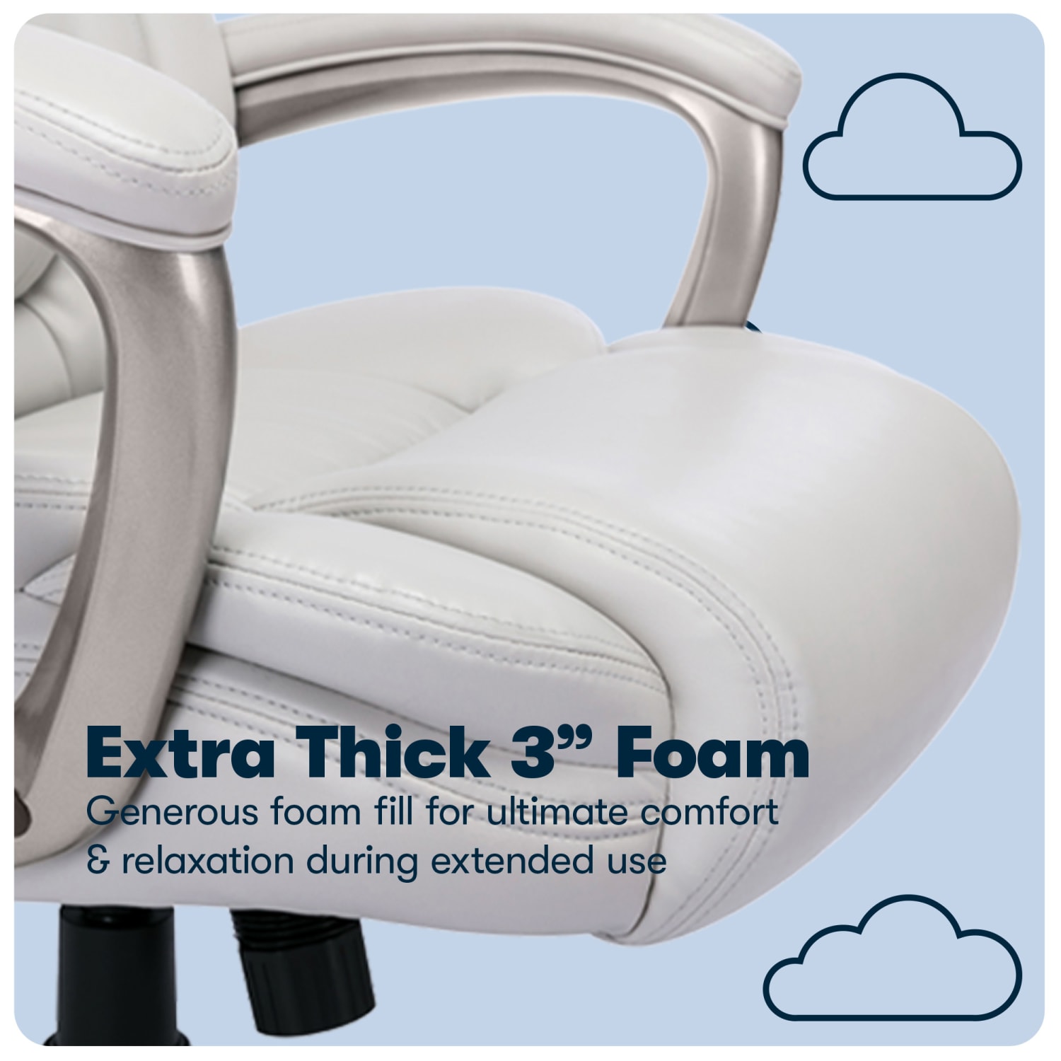 Serta Garret Ergonomic Bonded Leather High-Back Executive Chair, White - Image 13