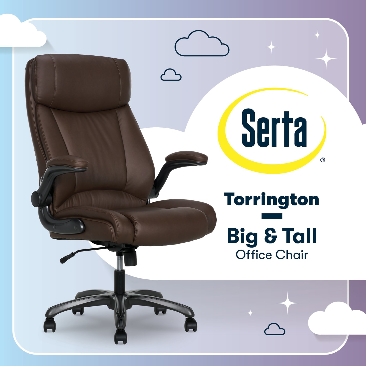 Serta® Torrington Ergonomic High-Back Faux Leather Big & Tall Executive Office Chair, Dark Walnut Brown - Image 3