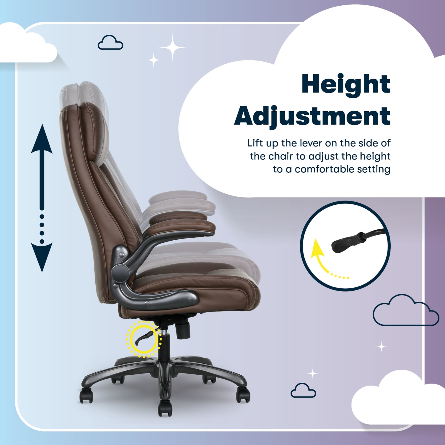 Serta® Torrington Ergonomic High-Back Faux Leather Big & Tall Executive Office Chair, Dark Walnut Brown - Image 8