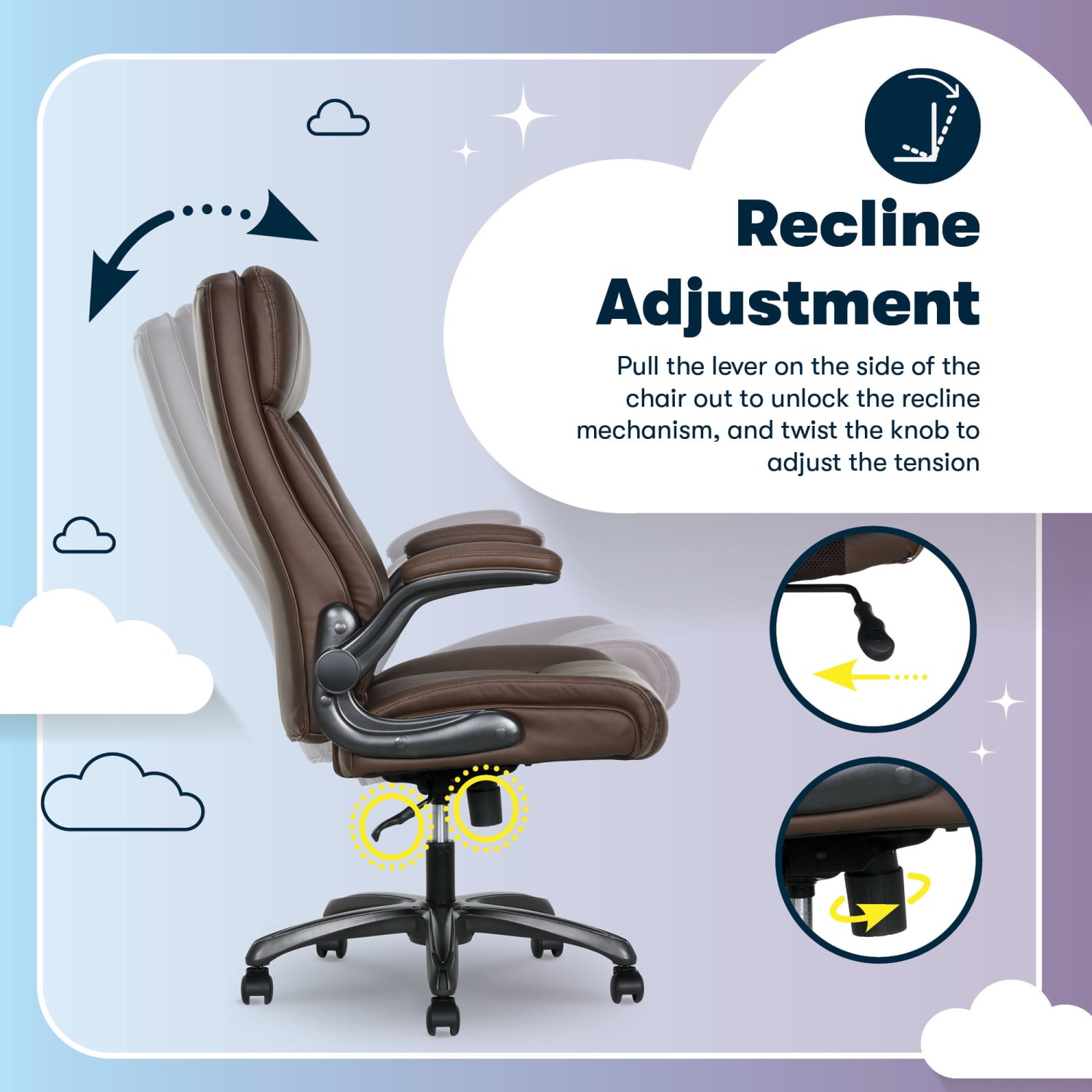 Serta® Torrington Ergonomic High-Back Faux Leather Big & Tall Executive Office Chair, Dark Walnut Brown - Image 9