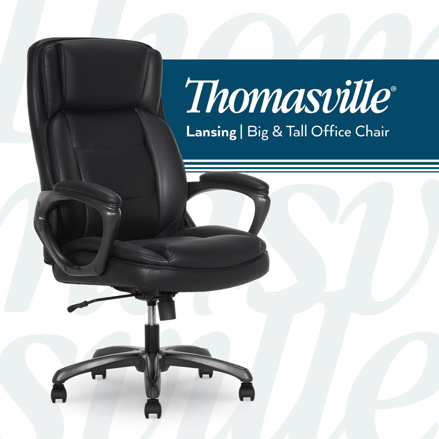 Thomasville Lansing Ergonomic High-Back Faux Leather Big & Tall Office Chair, Black - Image 3
