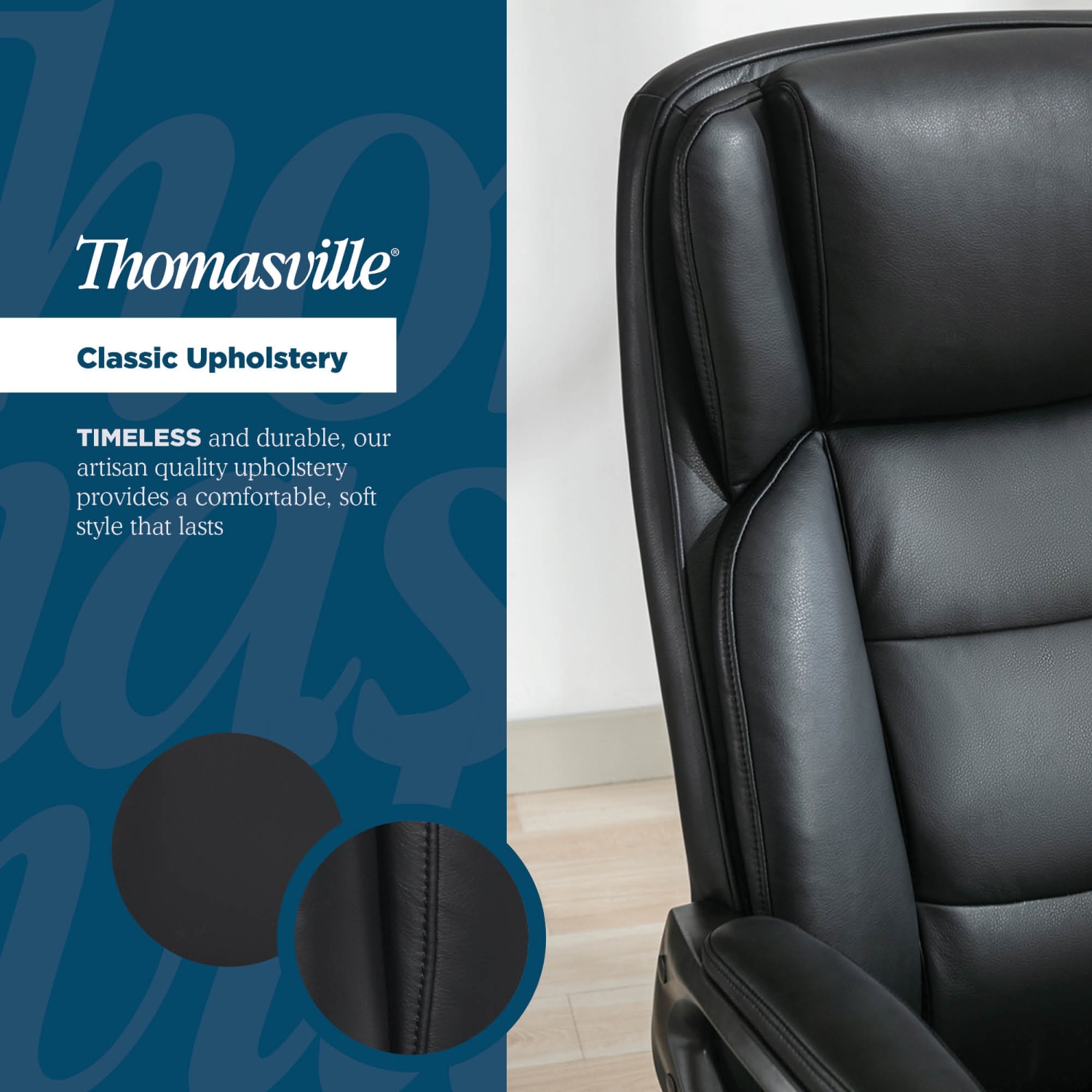 Thomasville® Lansing Ergonomic High-Back Faux Leather Big & Tall Office Chair, Black - Image 6