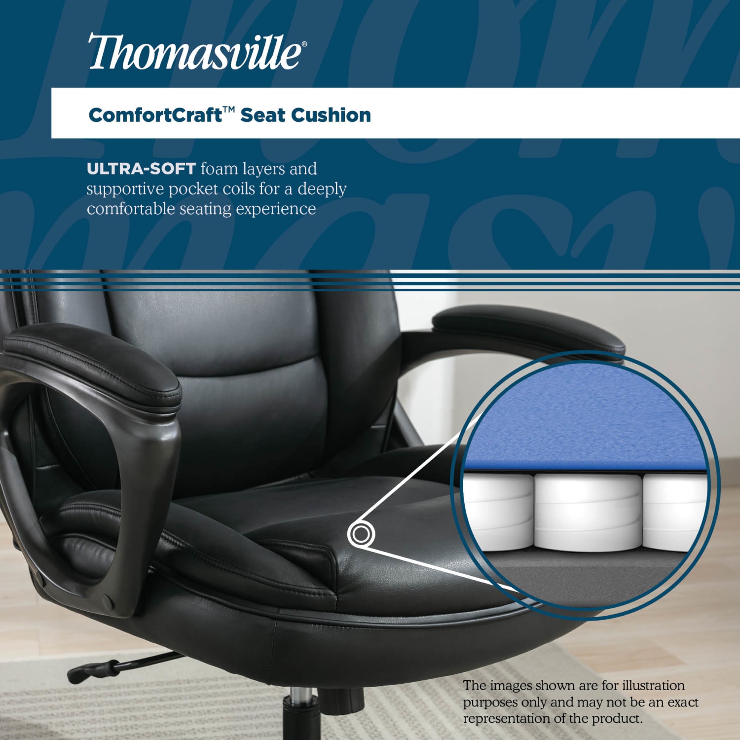 Thomasville® Lansing Ergonomic High-Back Faux Leather Big & Tall Office Chair, Black - Image 8