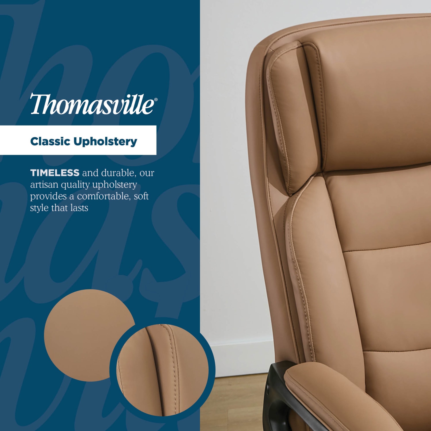 Thomasville® Lansing Ergonomic High-Back Faux Leather Big & Tall Executive Office Chair, Light Tan - Image 6