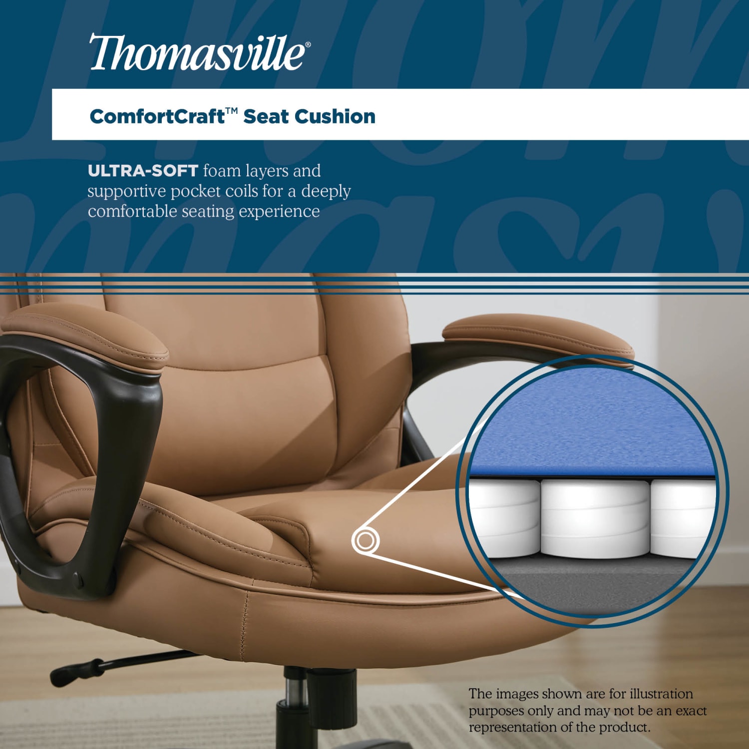 Thomasville® Lansing Ergonomic High-Back Faux Leather Big & Tall Executive Office Chair, Light Tan - Image 7