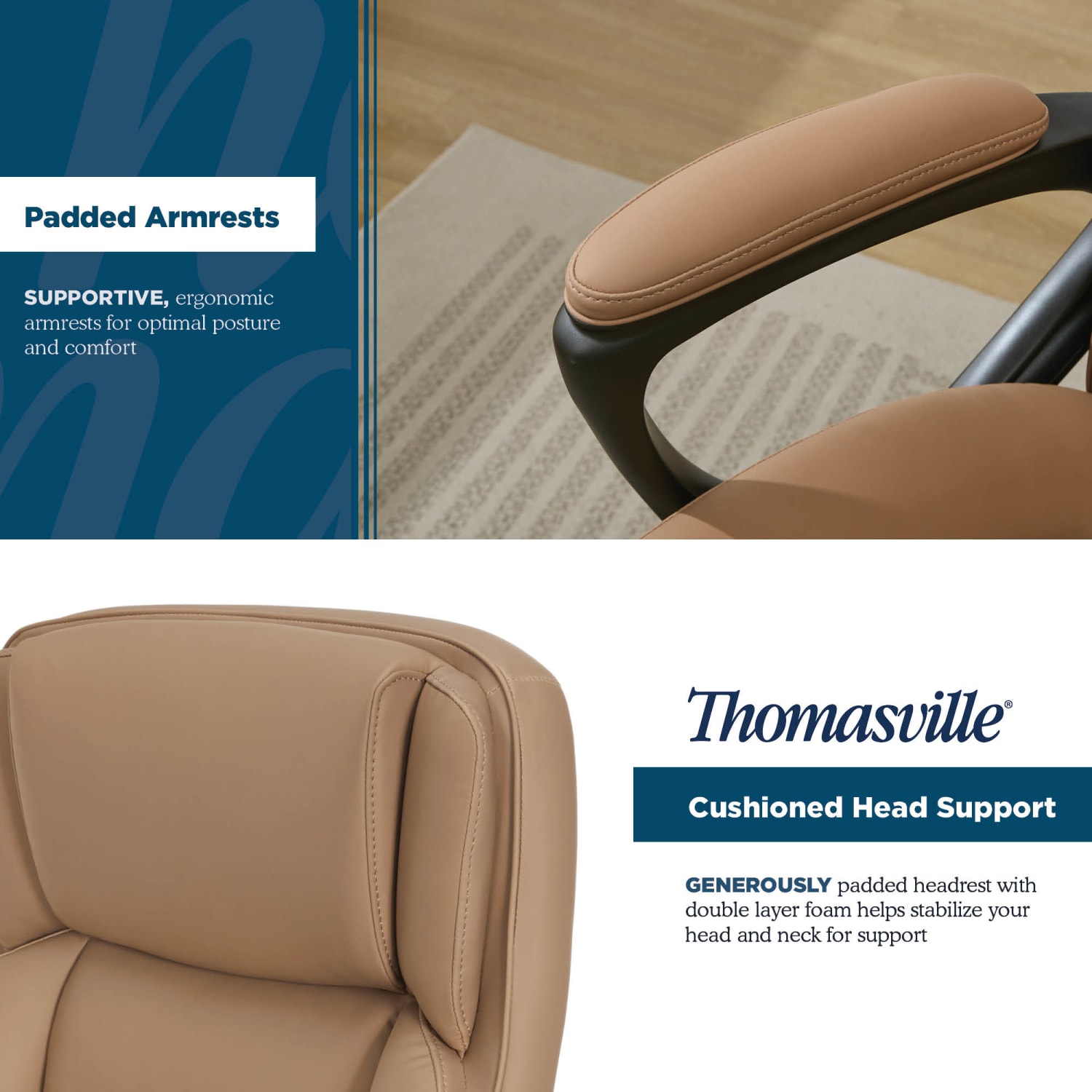Thomasville® Lansing Ergonomic High-Back Faux Leather Big & Tall Executive Office Chair, Light Tan - Image 8