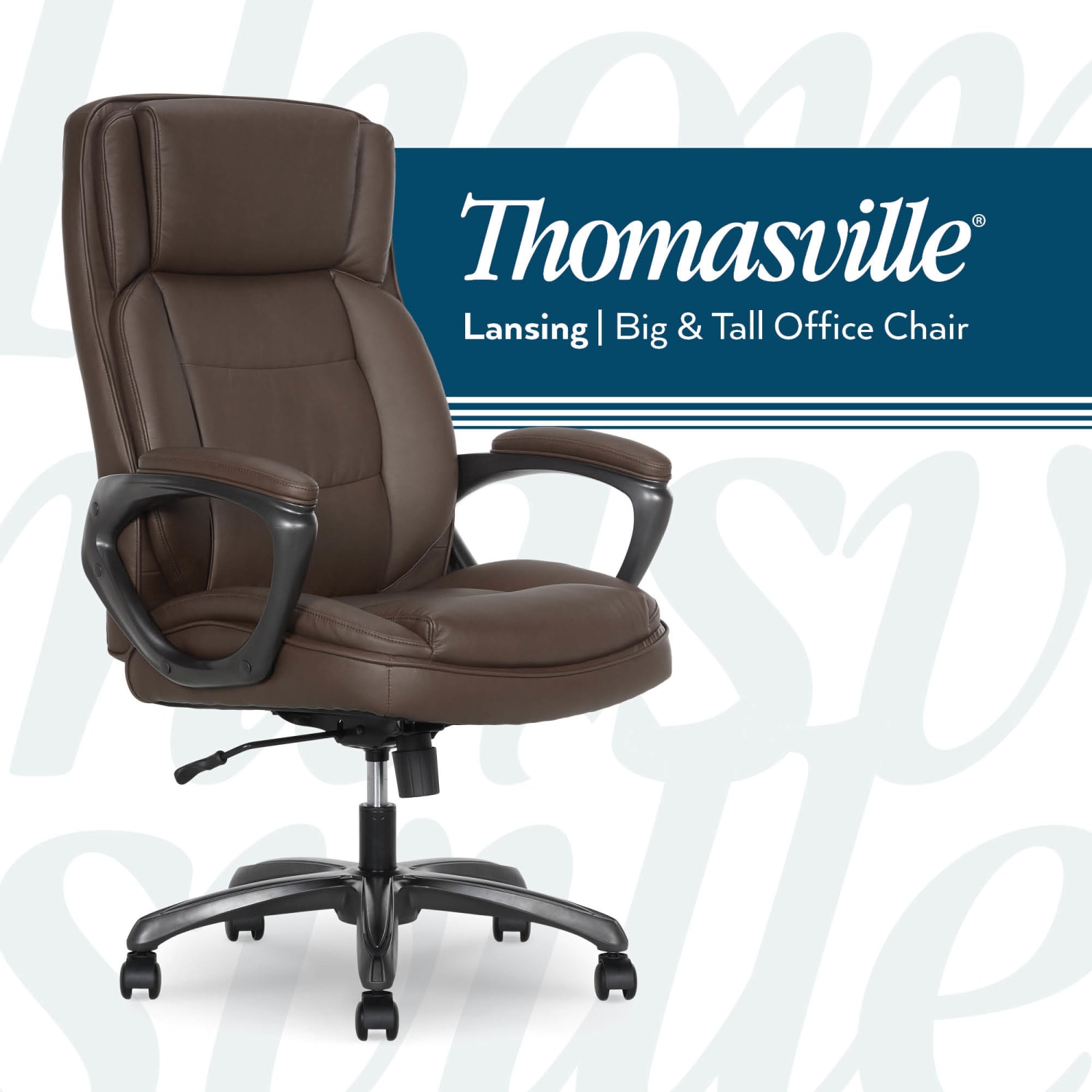Thomasville Lansing Ergonomic High-Back Faux Leather Big & Tall Executive Office Chair, Dark Brown - Image 3