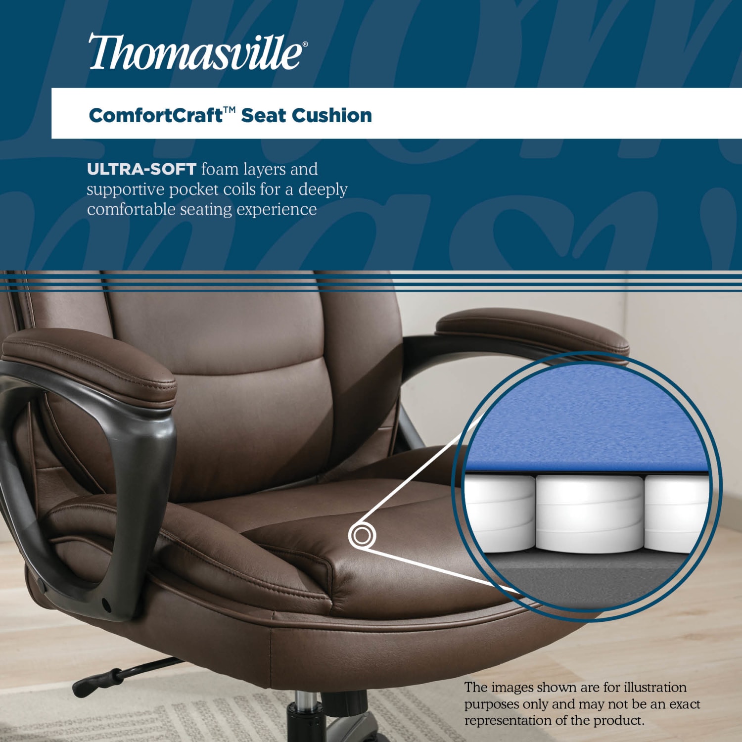 Thomasville® Lansing Ergonomic High-Back Faux Leather Big & Tall Executive Office Chair, Dark Brown - Image 8