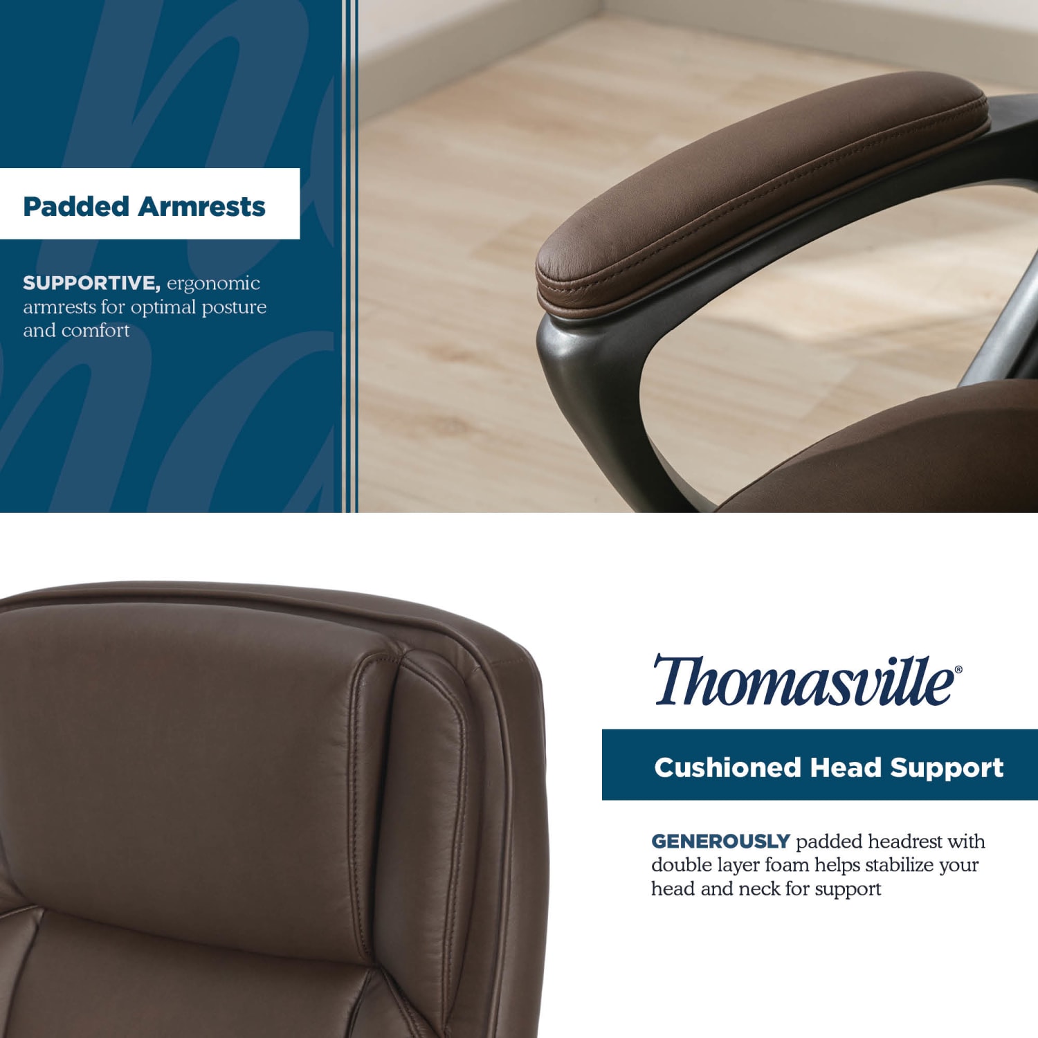 Thomasville® Lansing Ergonomic High-Back Faux Leather Big & Tall Executive Office Chair, Dark Brown - Image 9