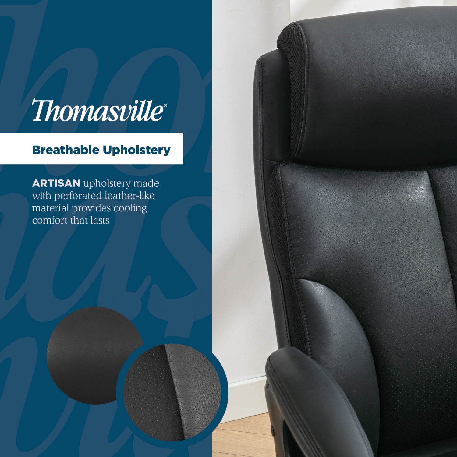Thomasville® Danvers Ergonomic High-Back Faux Leather Big & Tall Executive Office Chair, Black - Image 6