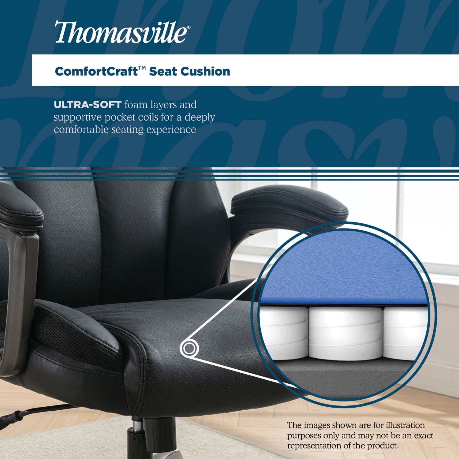 Thomasville® Danvers Ergonomic High-Back Faux Leather Big & Tall Executive Office Chair, Black - Image 9