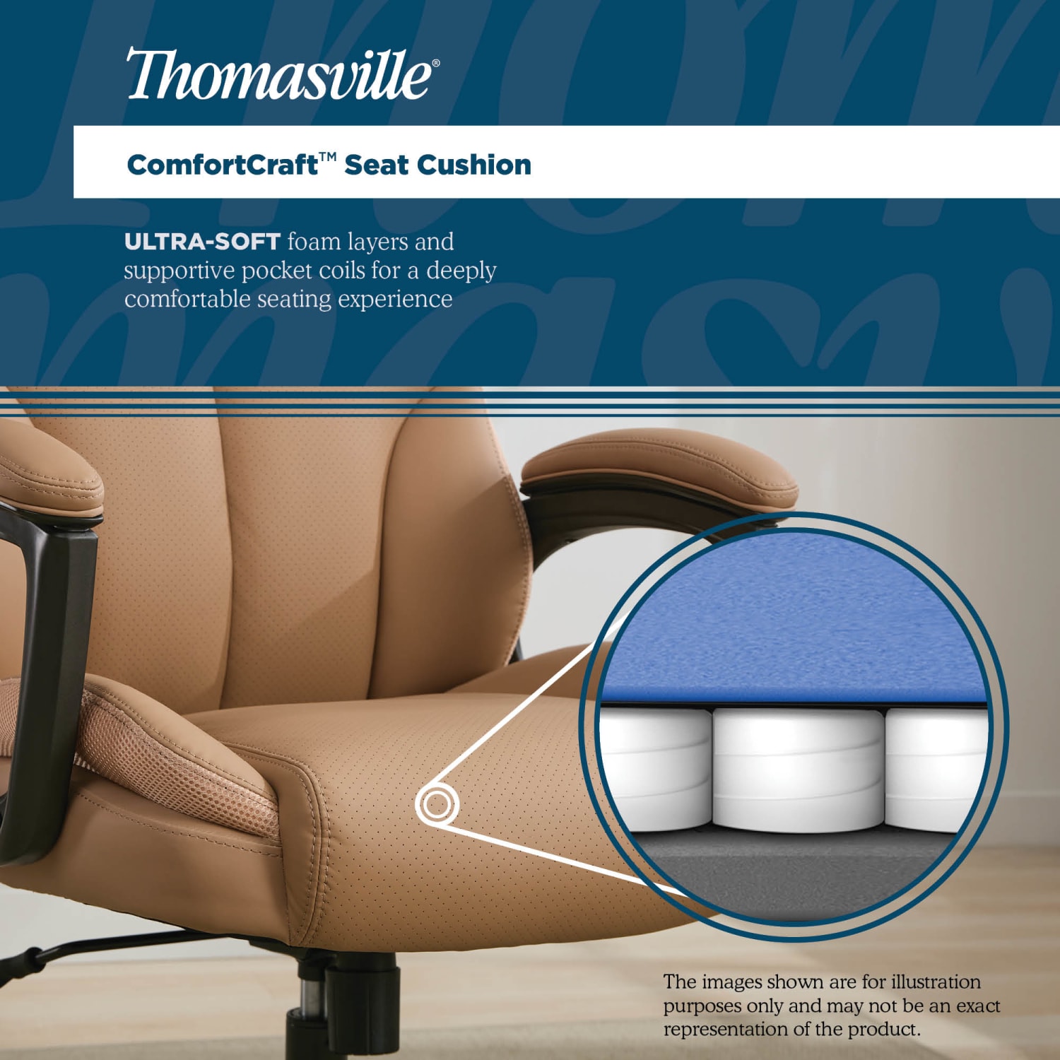 Thomasville® Danvers Ergonomic High-Back Faux Leather Big & Tall Executive Office Chair, Tan - Image 8