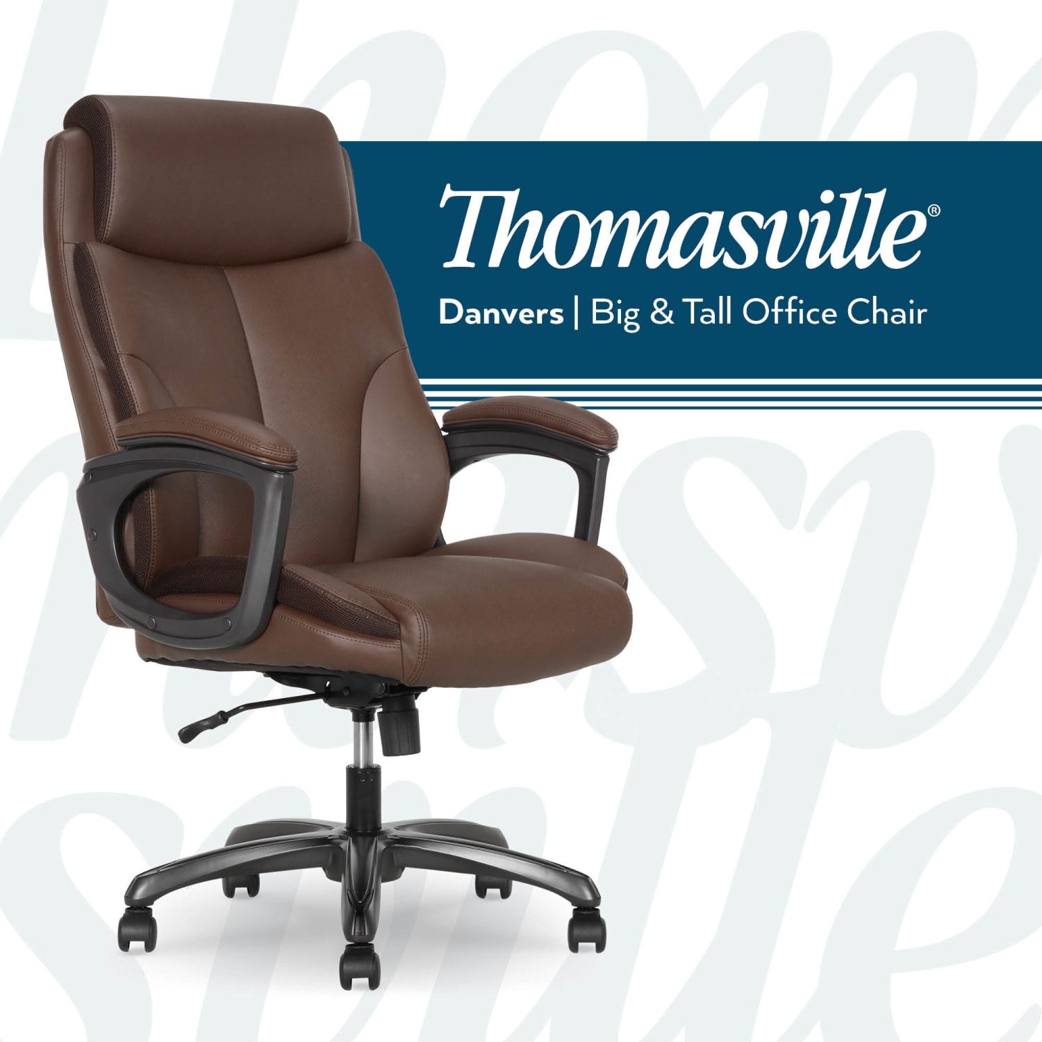 Thomasville® Danvers Ergonomic High-Back Faux Leather Big & Tall Executive Office Chair, Dark Brown - Image 3