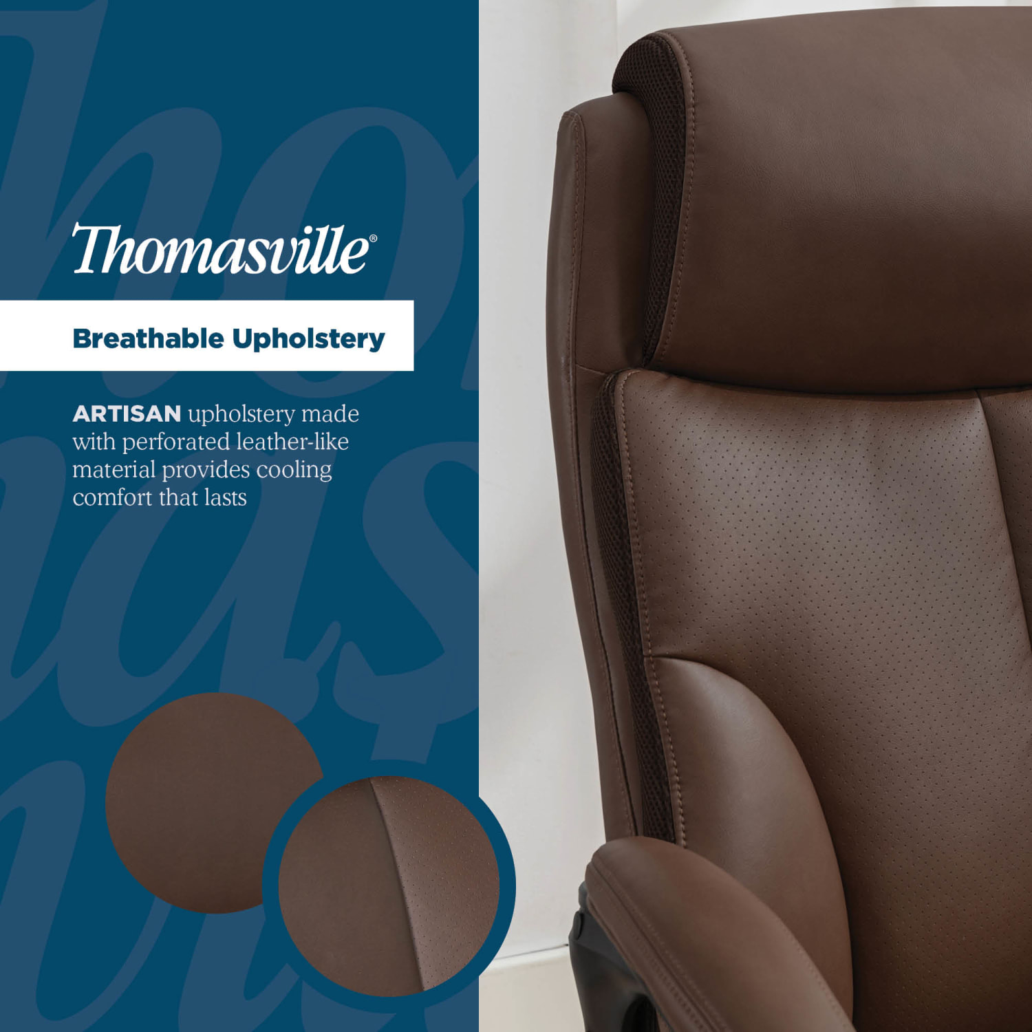 Thomasville® Danvers Ergonomic High-Back Faux Leather Big & Tall Executive Office Chair, Dark Brown - Image 6