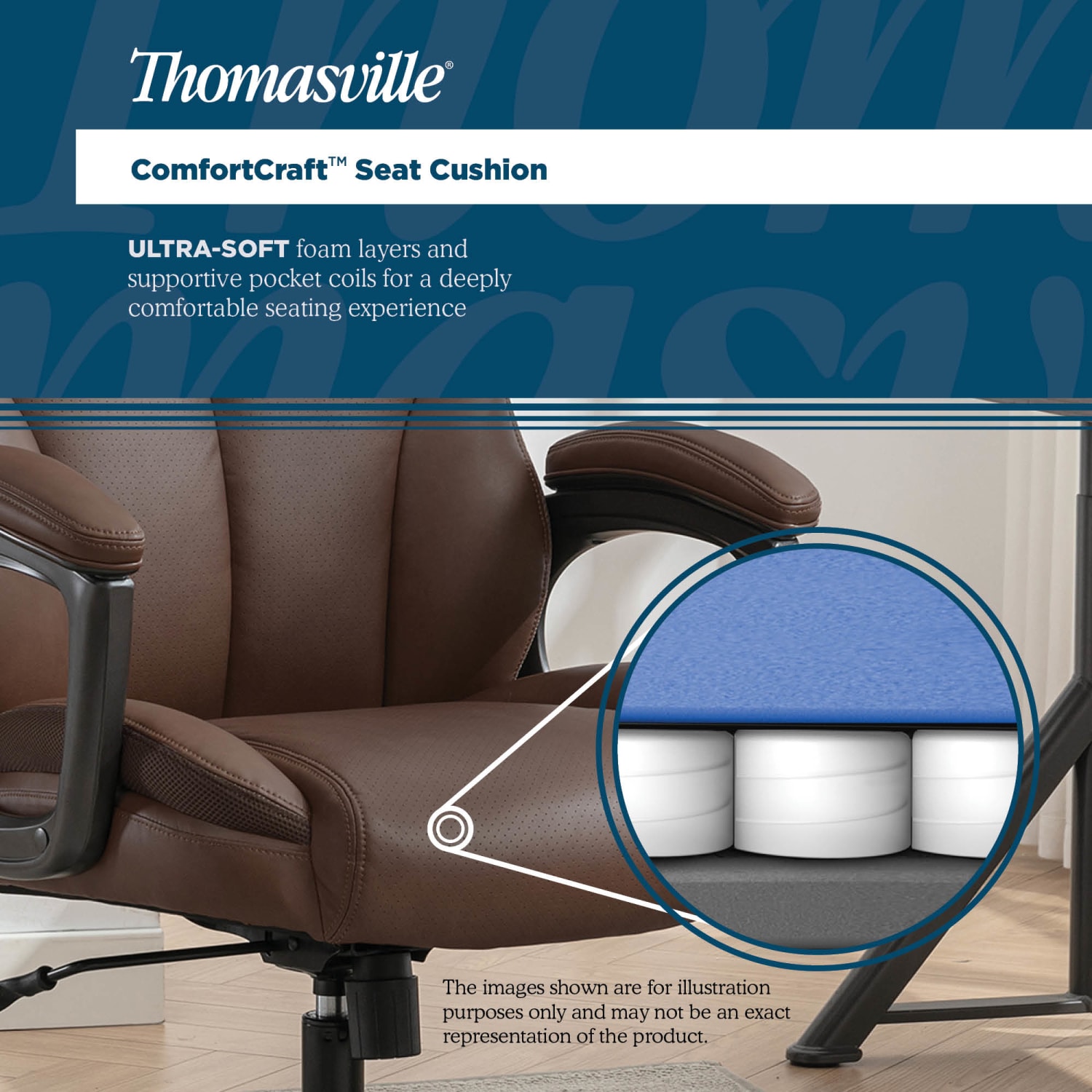 Thomasville® Danvers Ergonomic High-Back Faux Leather Big & Tall Executive Office Chair, Dark Brown - Image 8