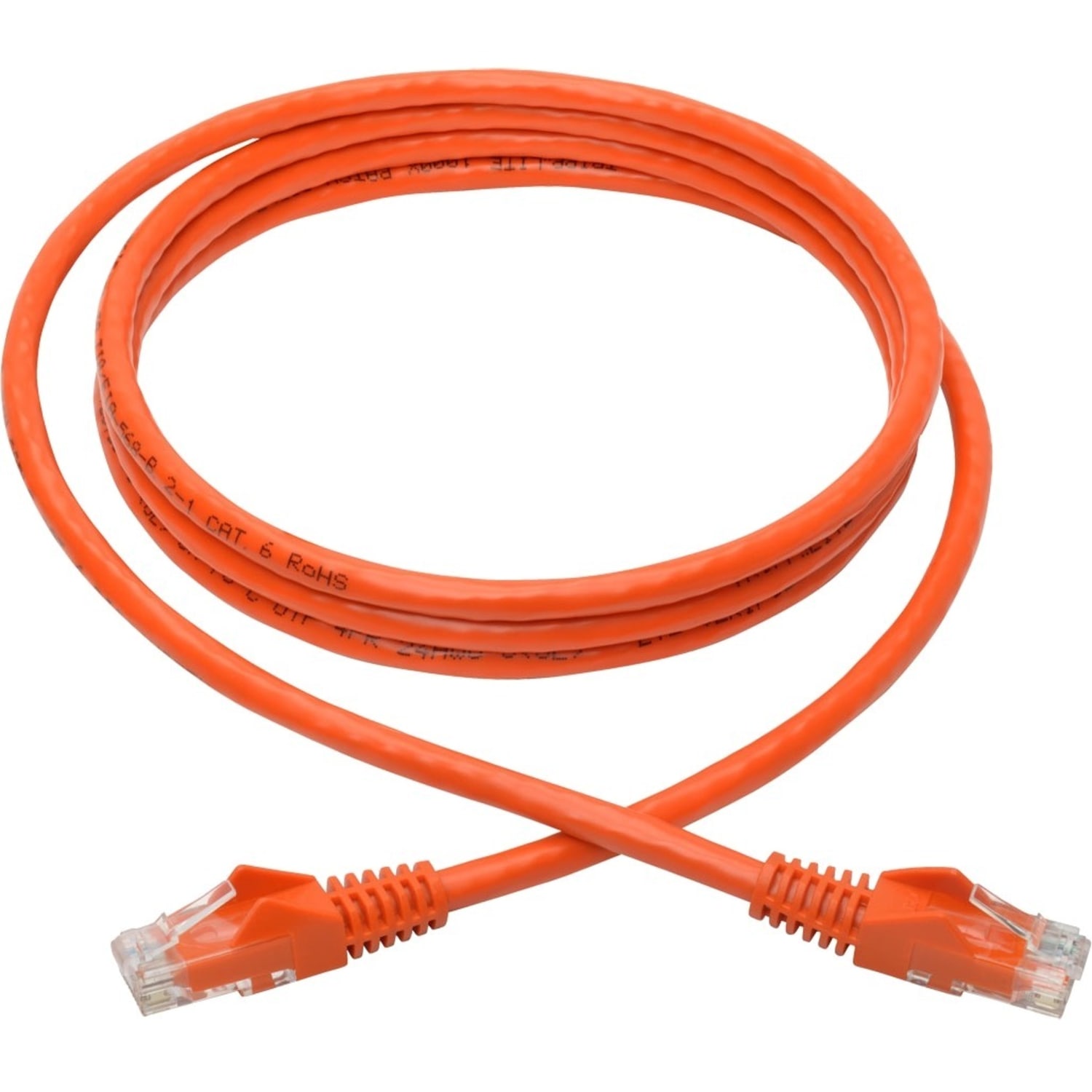 Tripp Lite Cat6 Gigabit Snagless Molded UTP Ethernet Cable, RJ45 M/M PoE, Orange, 6 ft (1.83 m) - Image 3