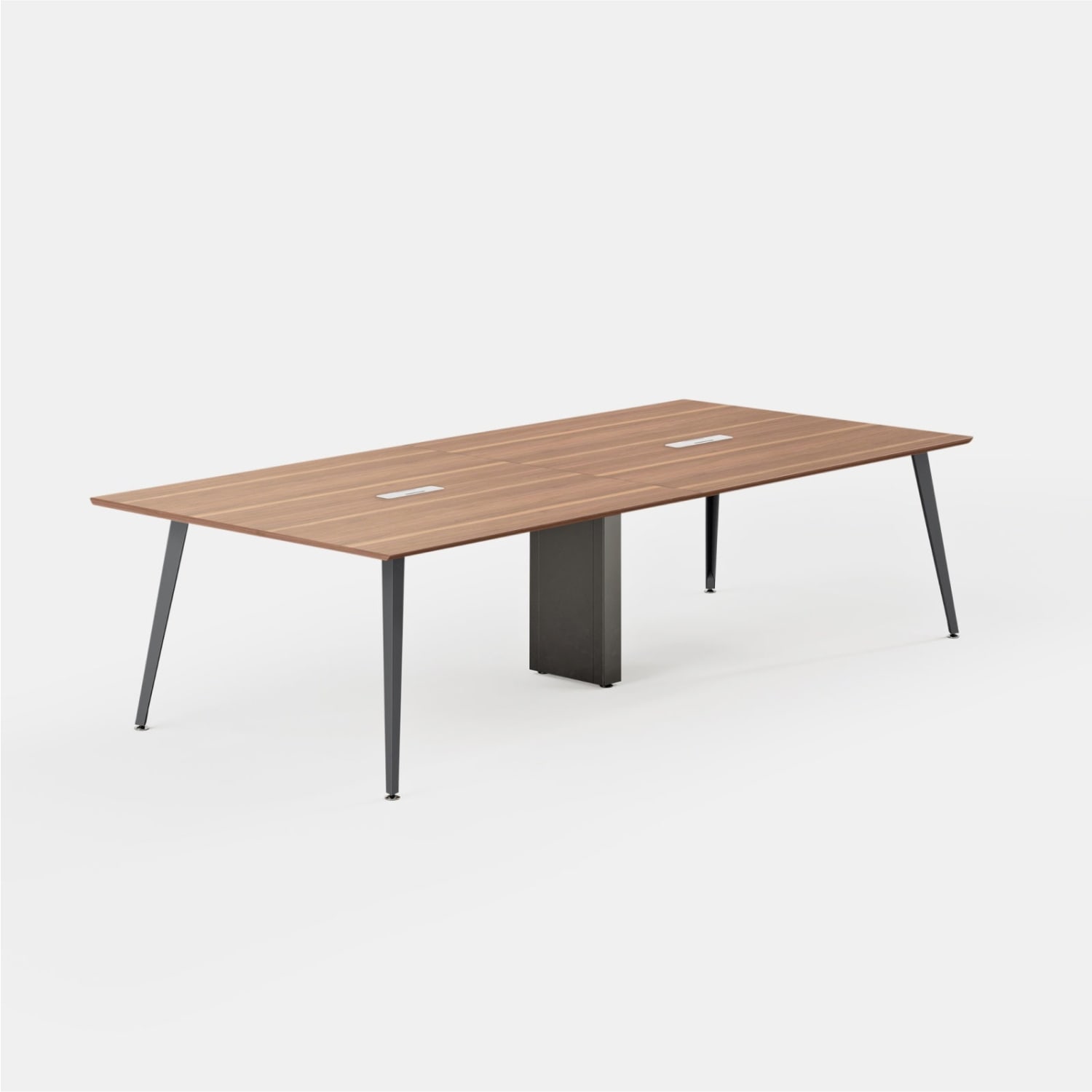Branch Furniture Rectangle Conference Table, 30inH x 142inW x 48inD, Walnut Top/Charcoal Base - Image 3
