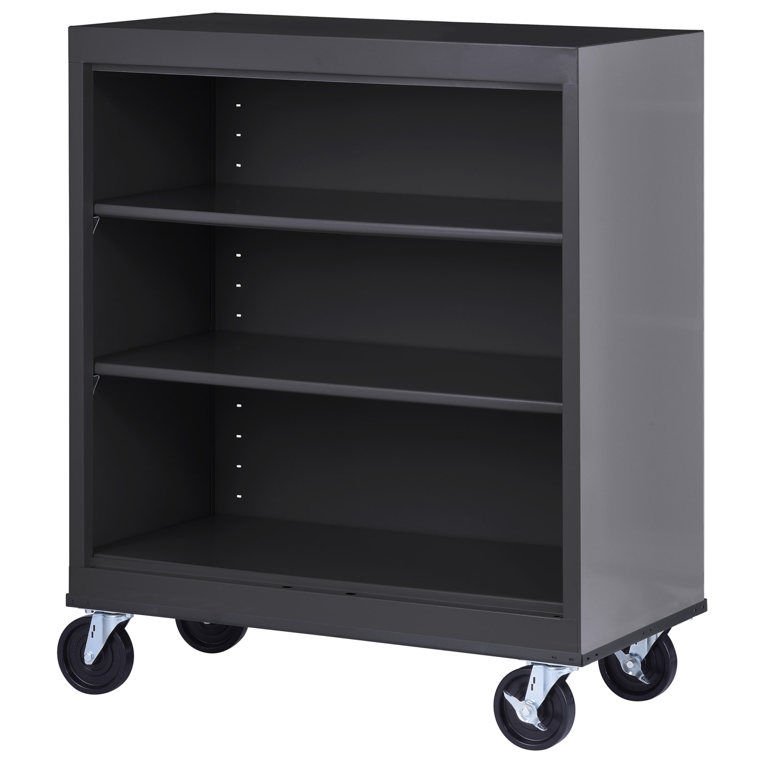 Sandusky Mobile Welded Steel Bookcase, 3-Shelf, 42inH x 36inW x 18inD, Black - Image 3