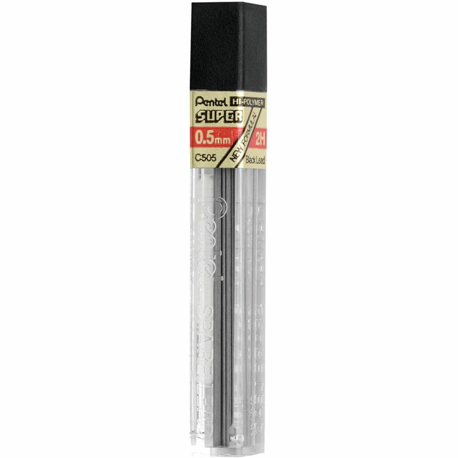 Pentel Super Hi-Polymer Leads, 0.5 mm, 2H, Hard, 12 Leads Per Tube - Image 3