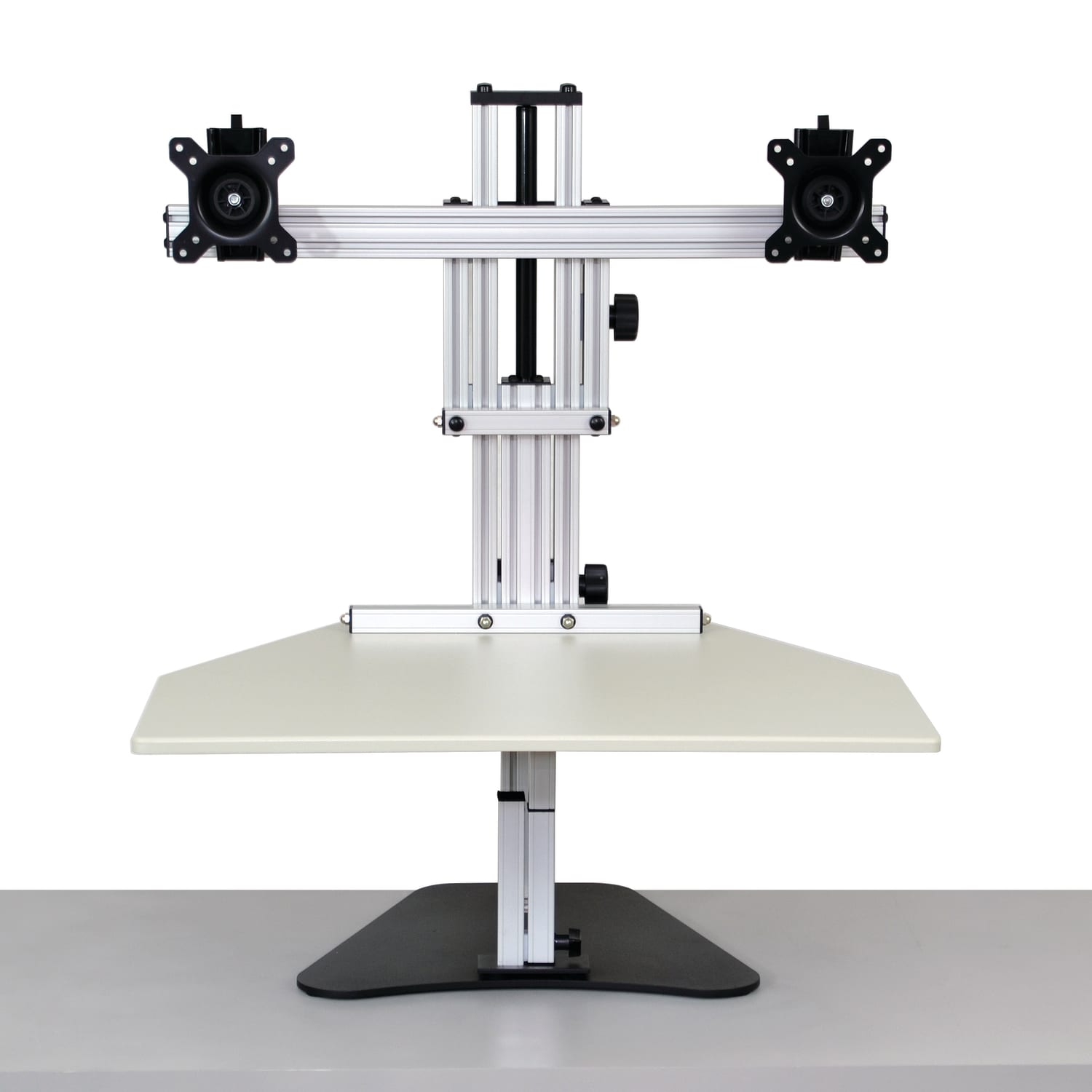 Ergo Desktop Kangaroo Elite Height-Adjustable Dual-Monitor Desk, Putty - Image 3