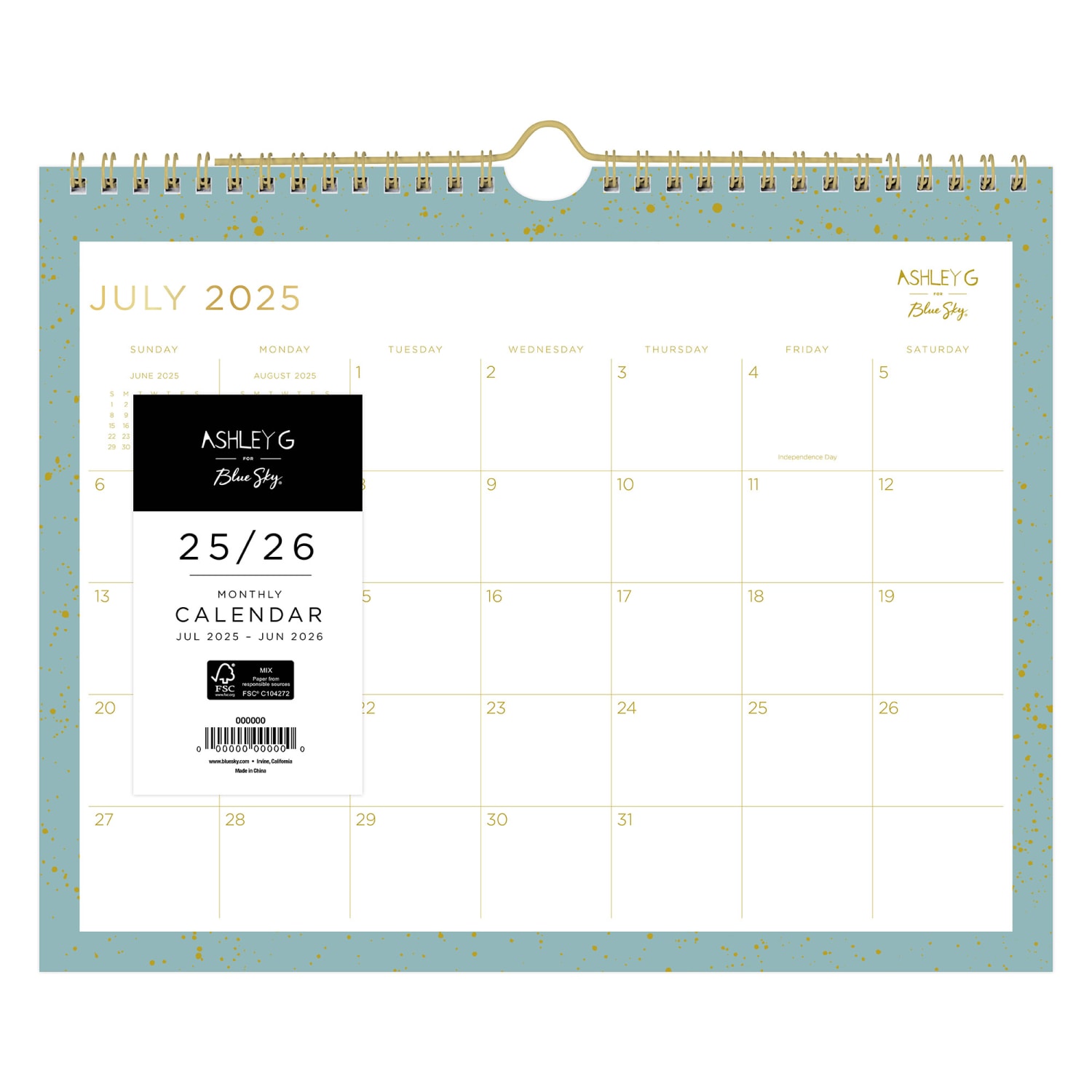 2025-2026 Blue Sky Monthly Wall Calendar, 8-3/4in x 11in, Splatter Dot Jade, July 2025 To June 2026, 149045 - Image 3