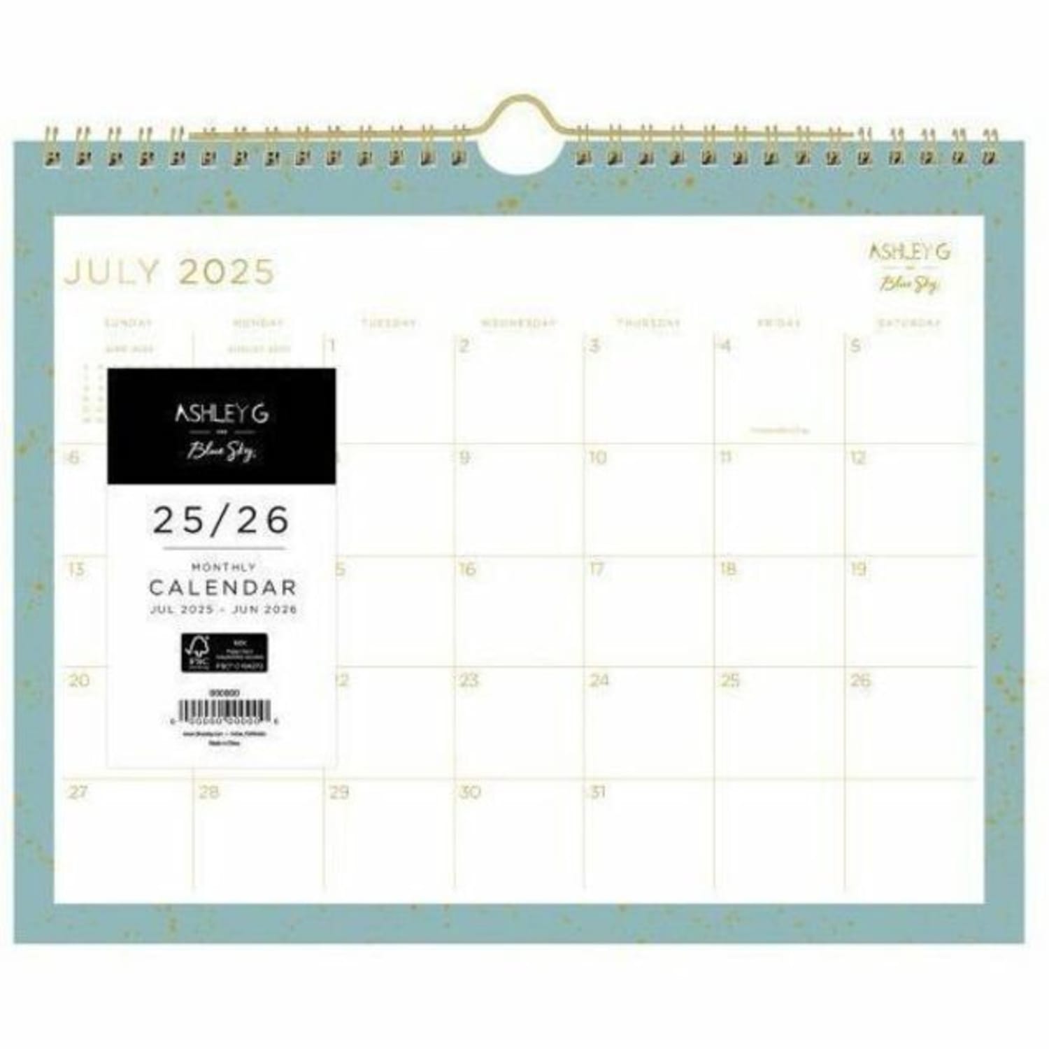 2025-2026 Blue Sky Monthly Wall Calendar, 8-3/4in x 11in, Splatter Dot Jade, July 2025 To June 2026, 149045 - Image 6