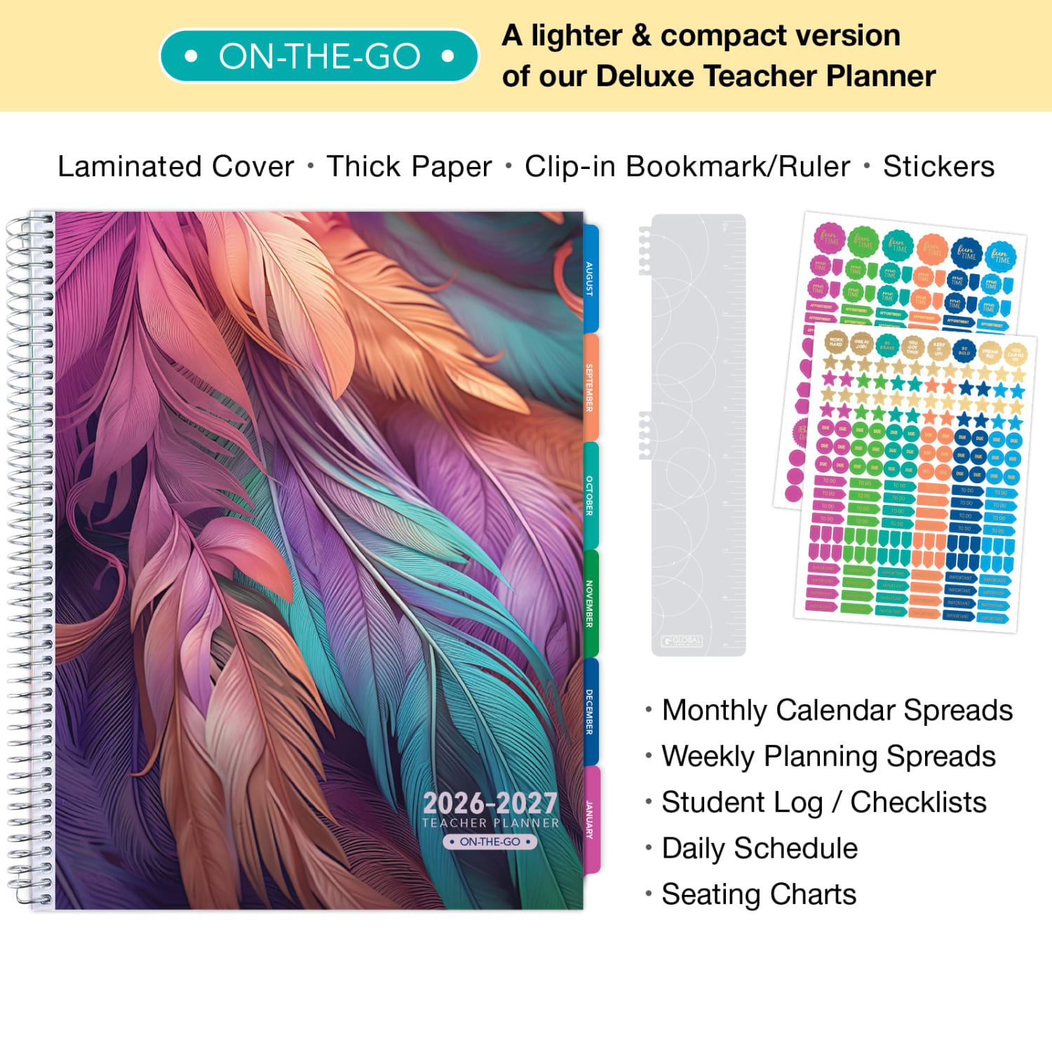 2026-2027 Excello Brands Weekly/Monthly Academic Year Teacher Planner, 8-1/2in x 11in, Pastel Peacock, August To July, Total Qty 1 - Image 3