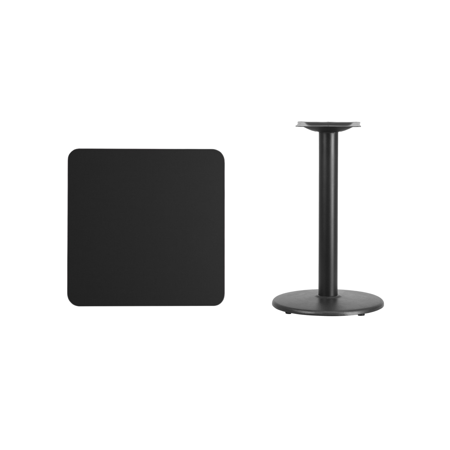 Flash Furniture Square Laminate Table Top With Round Table-Height Table Base, 31-1/8inH x 24inW x 24inD, Black - Image 4