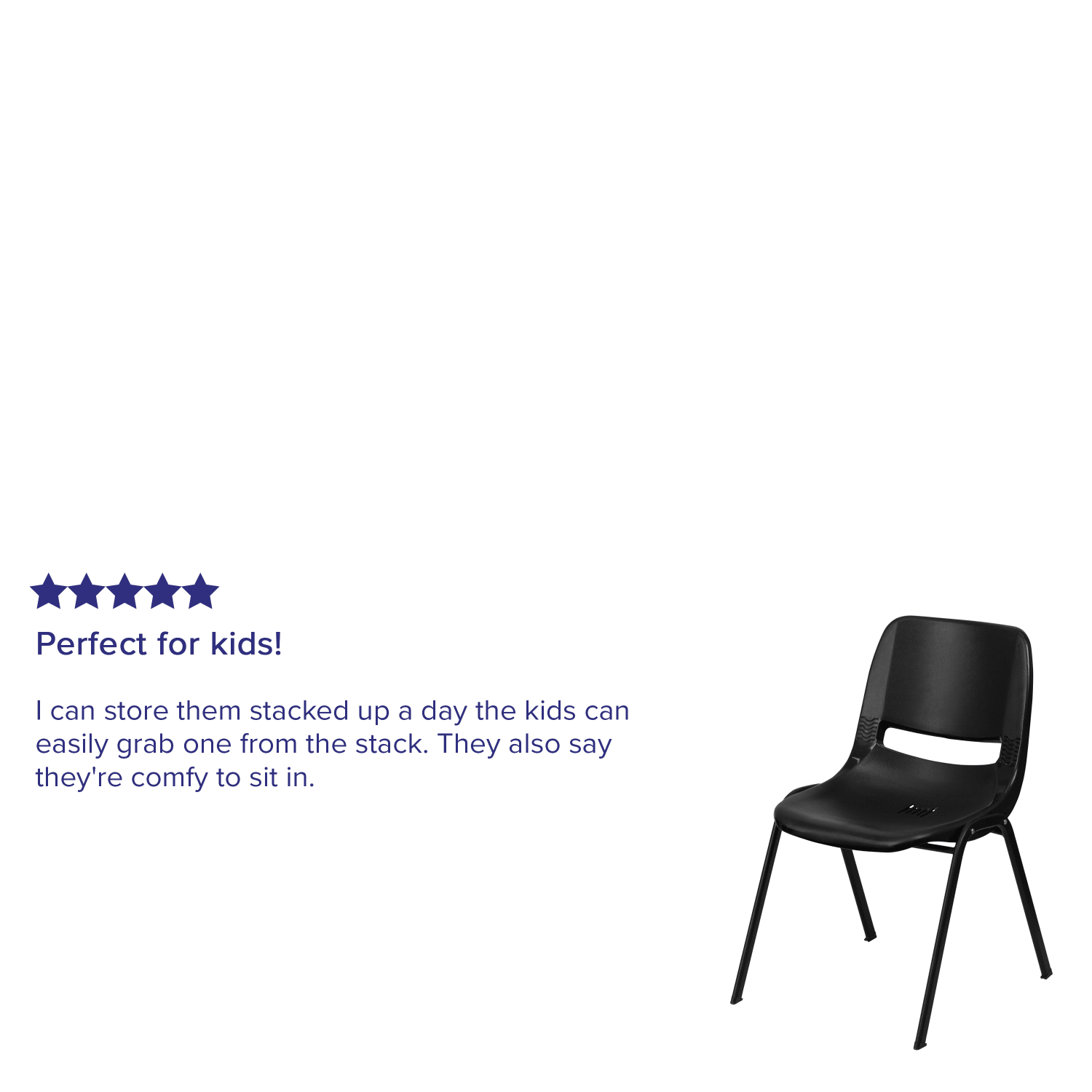Flash Furniture Kids HERCULES 440 lb Capacity Ergonomic Shell Stack Chair With 14in Seat Height Black PopularChairscom