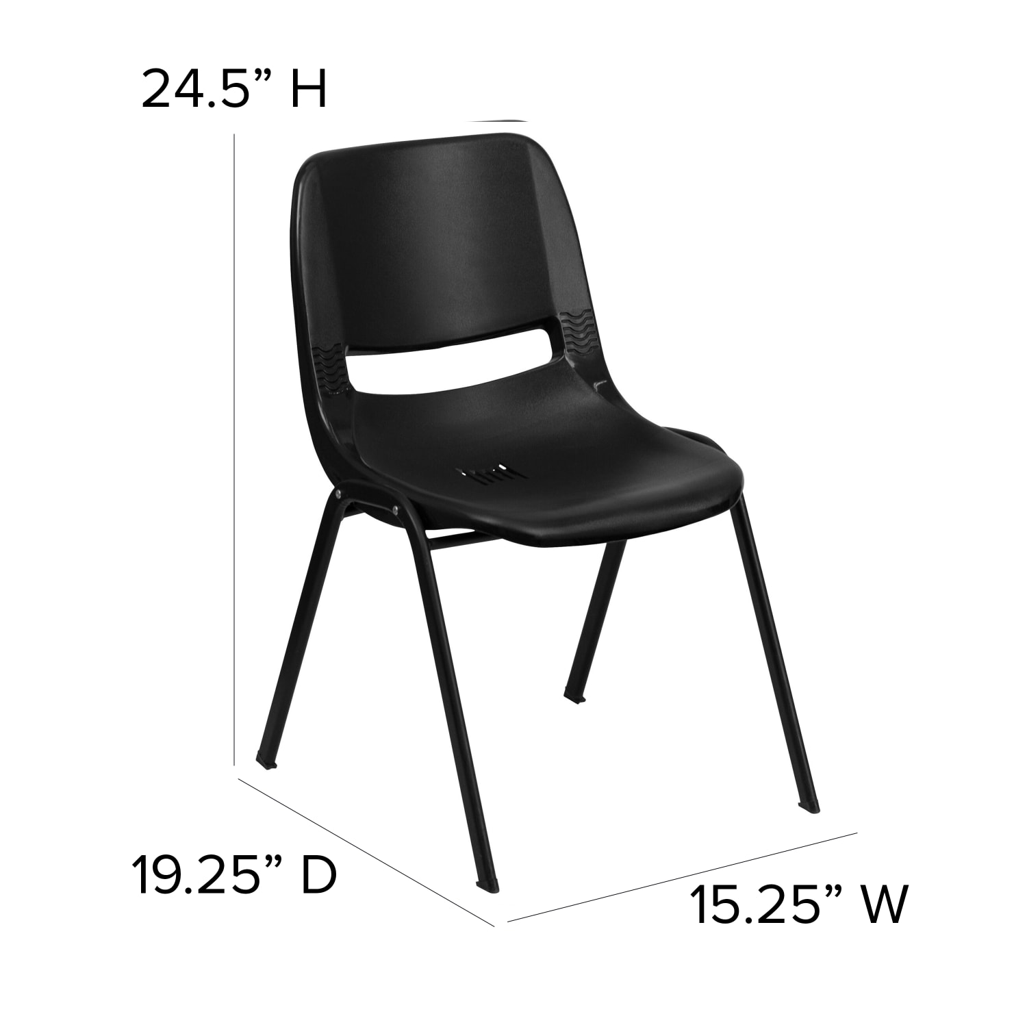 Flash Furniture Kids HERCULES 440 lb Capacity Ergonomic Shell Stack Chair With 14in Seat Height Black PopularChairscom