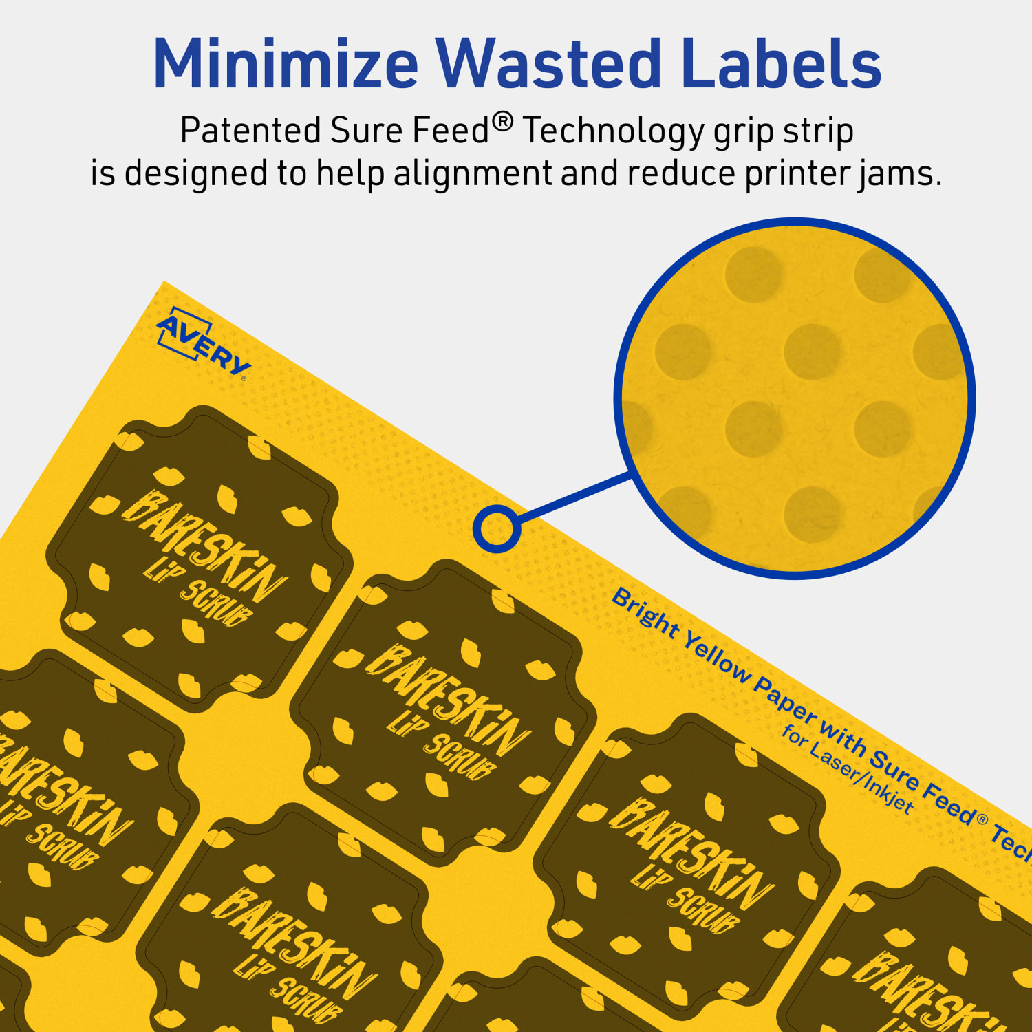 Avery Print-To-The-Edge Labels With Sure Feed Technology, 94110-BYP10, Square Scalloped, 1-5/8in x 1-5/8in, Matte Bright Yellow, Pack of 200 - Image 5