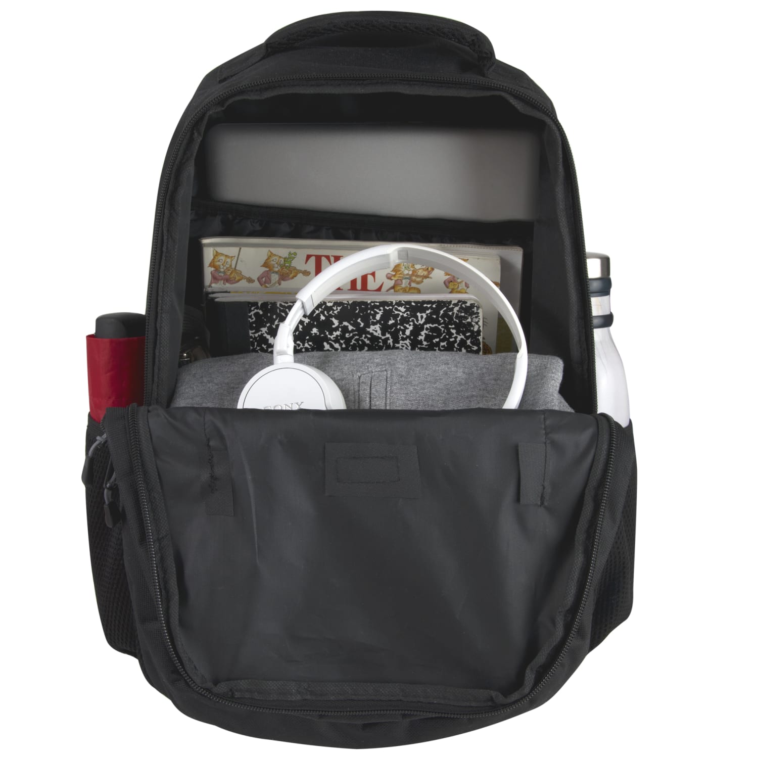 Mountain Edge Double Section Skate Strap Backpack, Black - Image 4