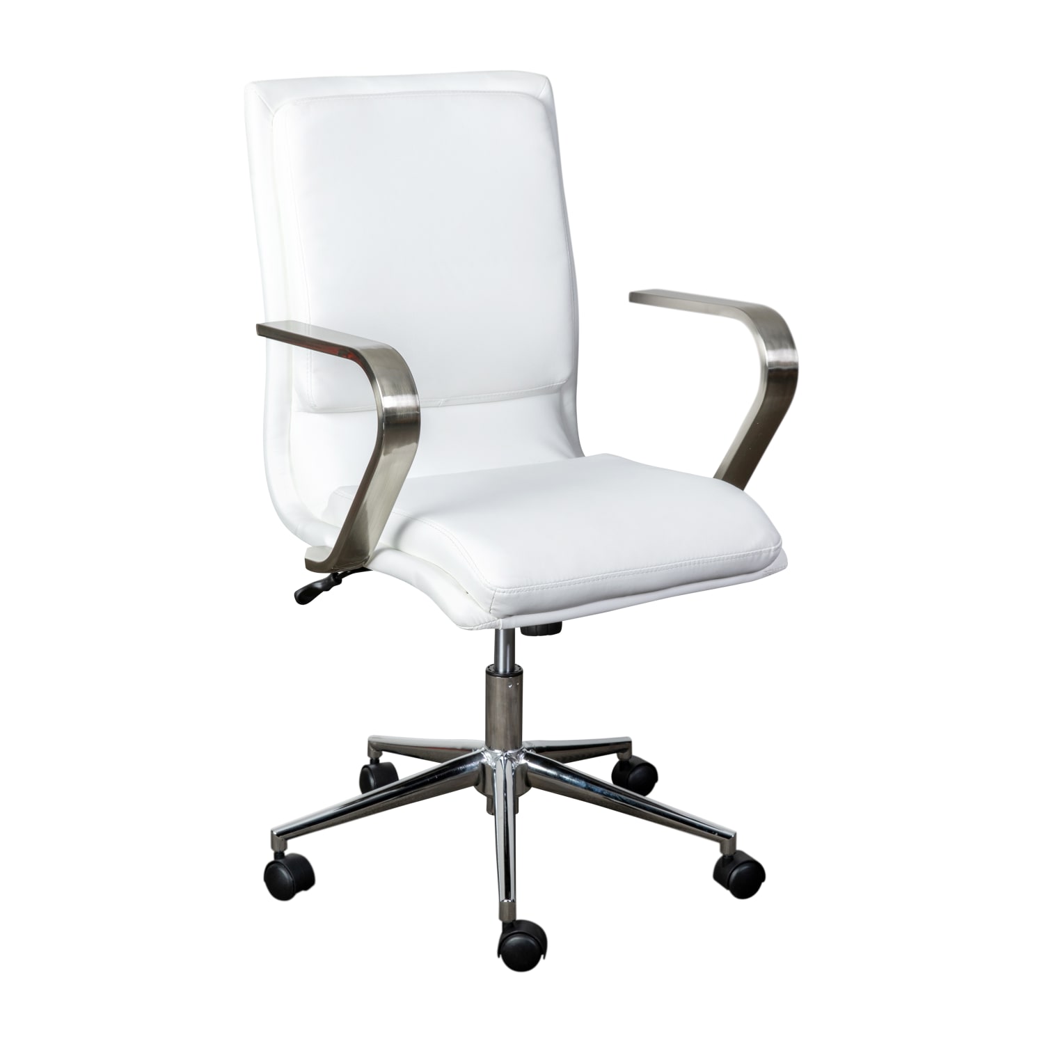 Flash Furniture James Faux Leather Mid Back Designer Executive Upholstered Office Chair WhiteChrome PopularChairscom