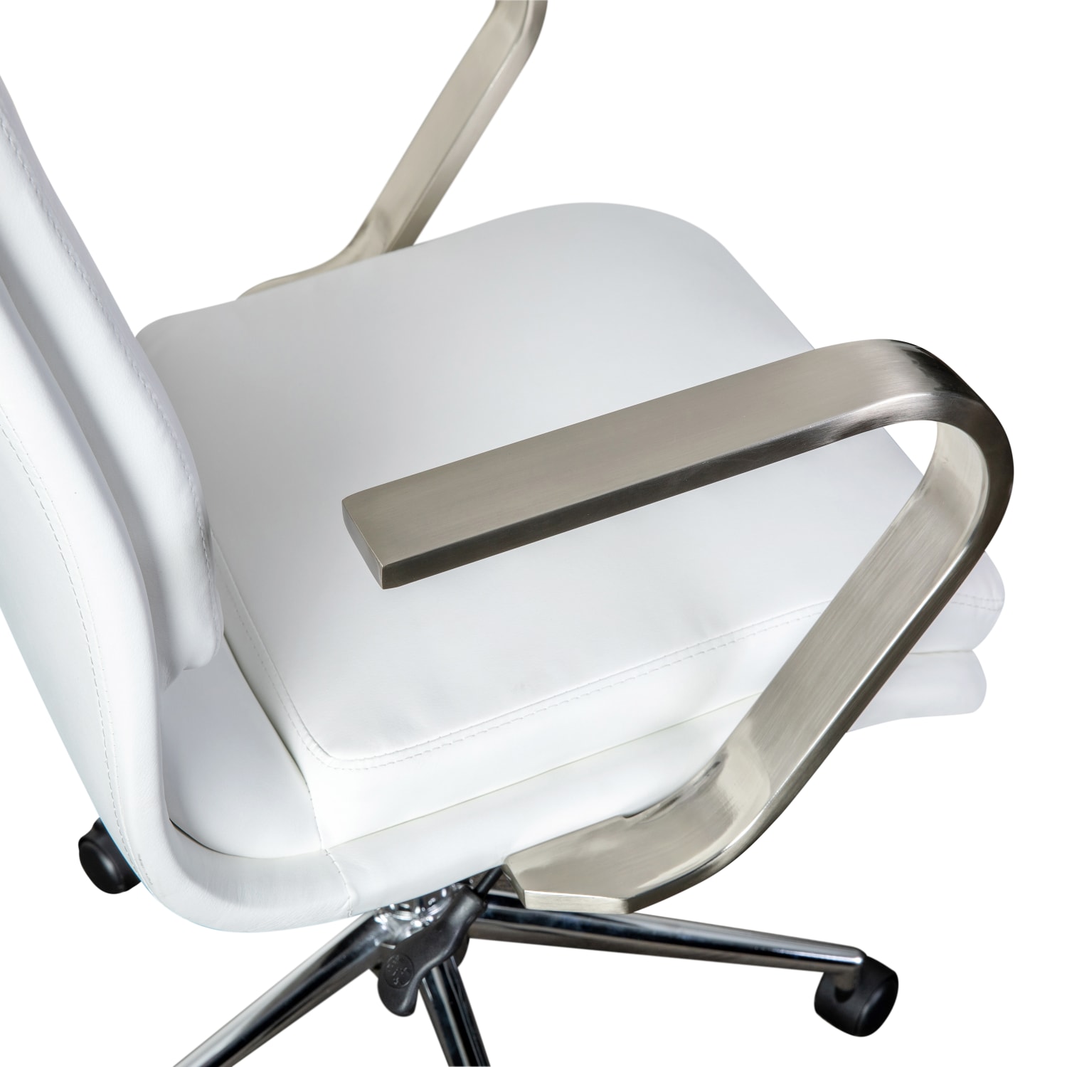 Flash Furniture James Faux Leather Mid Back Designer Executive Upholstered Office Chair WhiteChrome PopularChairscom
