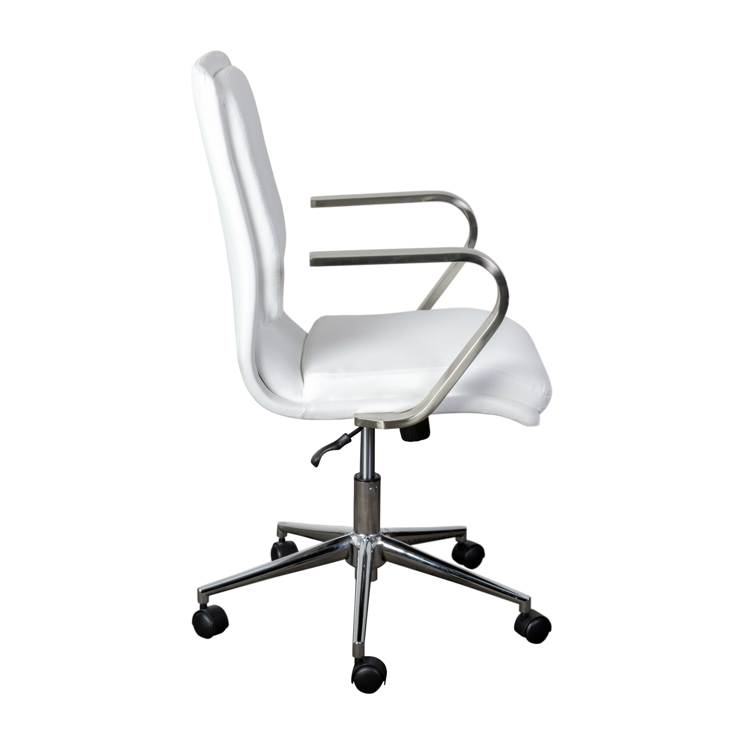 Flash Furniture James Faux Leather Mid Back Designer Executive Upholstered Office Chair WhiteChrome PopularChairscom
