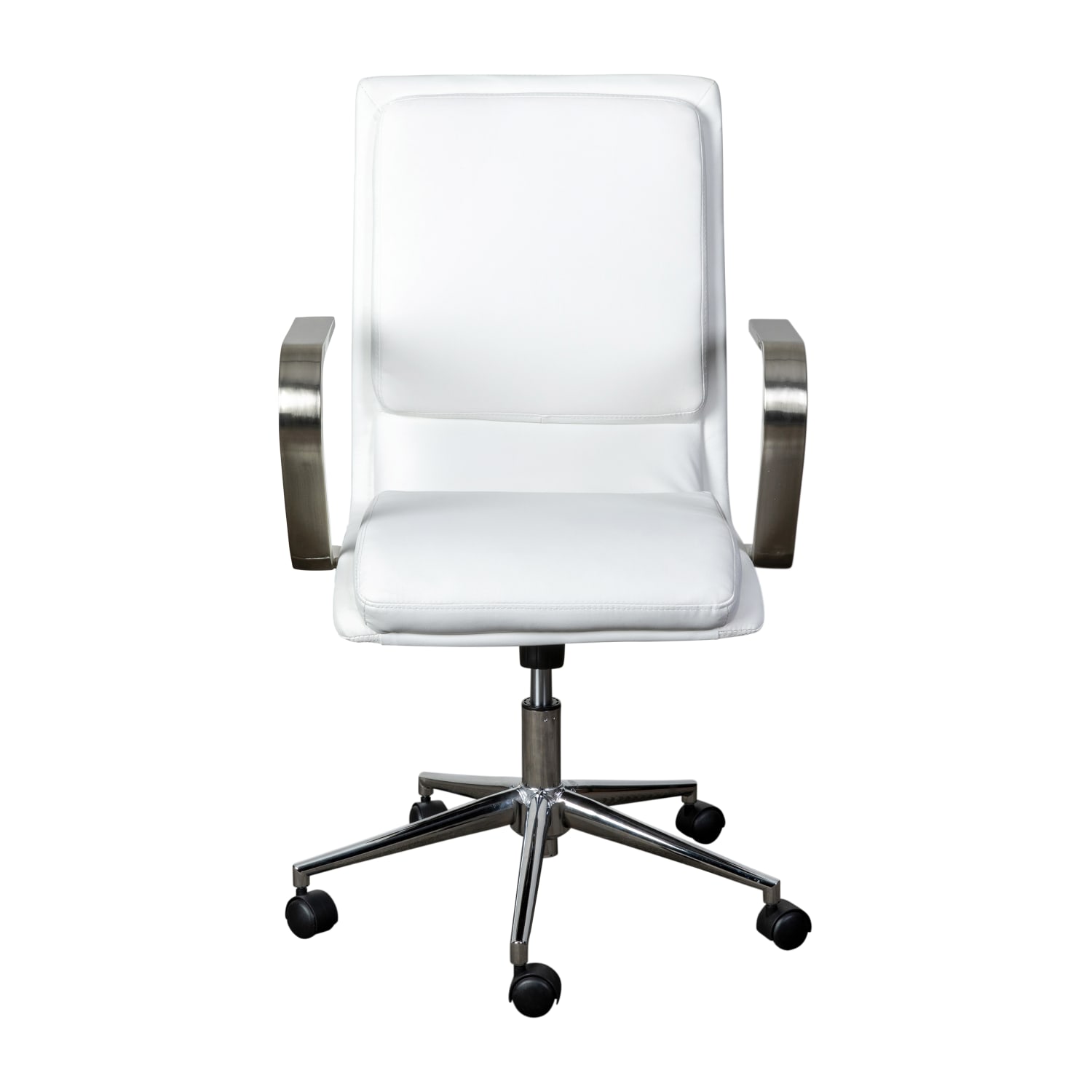 Flash Furniture James Faux Leather Mid Back Designer Executive Upholstered Office Chair WhiteChrome PopularChairscom