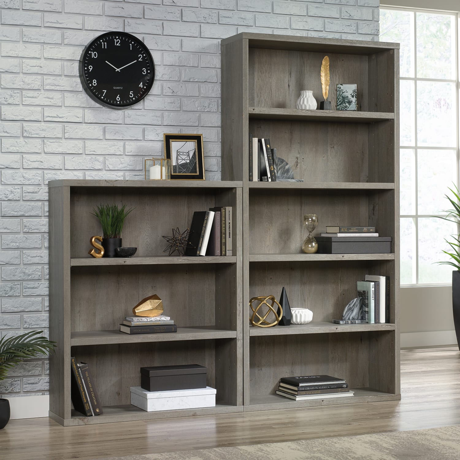 Sauder Optimum 73-1/2inH 5-Shelf Bookcase, Mystic Oak - Image 6