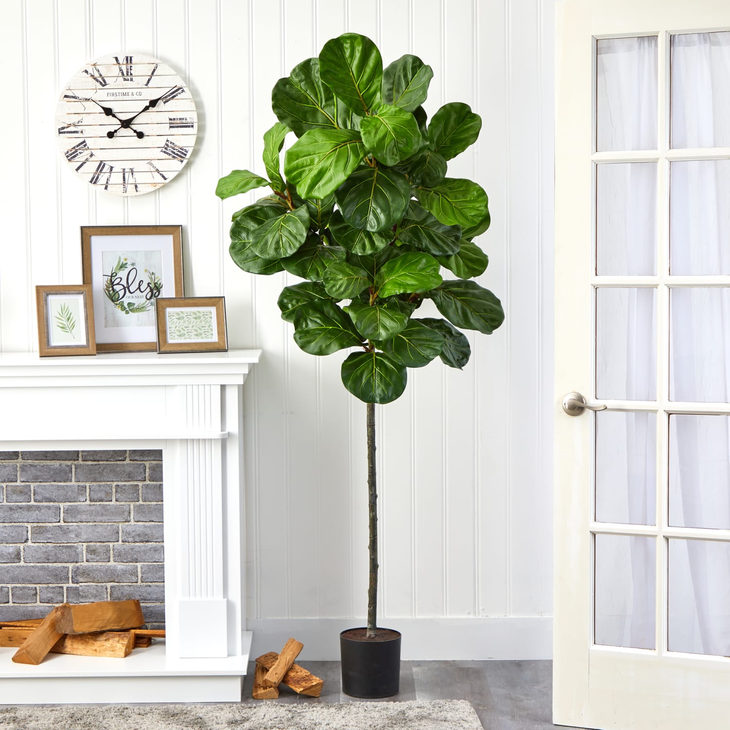 Nearly Natural Fiddle Leaf 78inH Artificial Tree With Planter, 78inH x 24inW x 24inD, Green/Black - Image 4