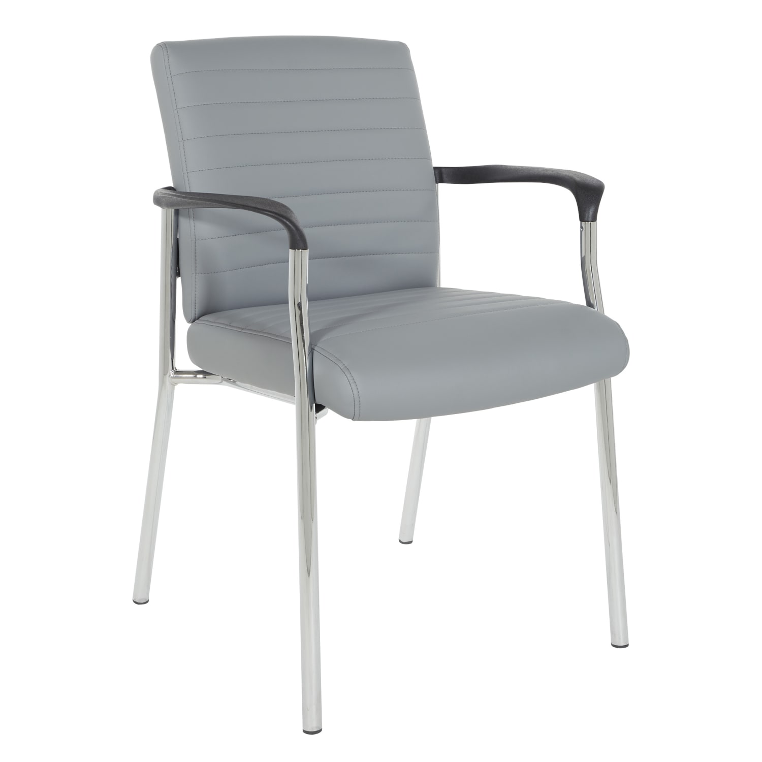 Office Star Faux Leather Guest Chair, Charcoal Gray