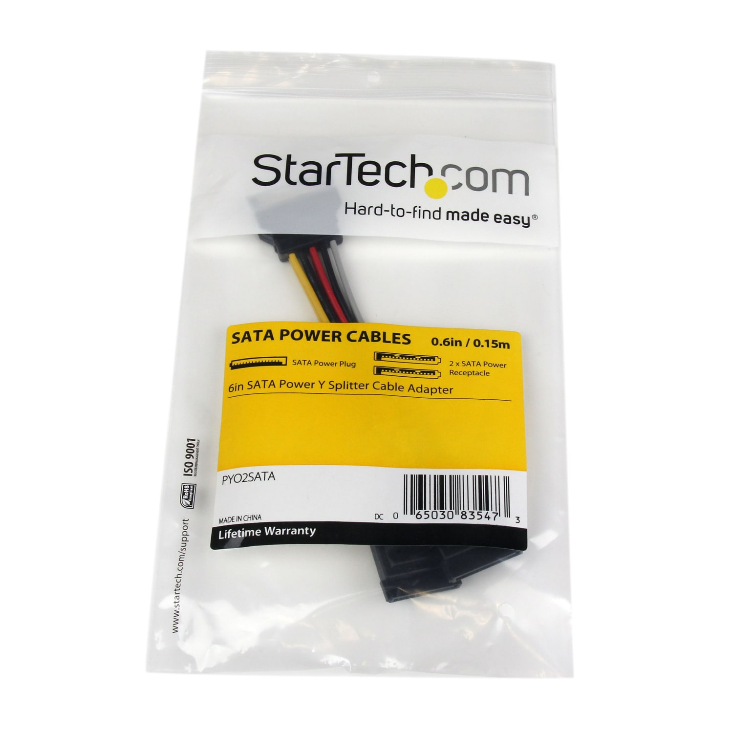 StarTech.com 6in SATA Power Y Splitter Cable Adapter - Add an extra SATA power outlet to your Power Supply - sata power splitter - 6in sata power cable - 6in sata power y cable -6in sata power adapter cable - Image 5