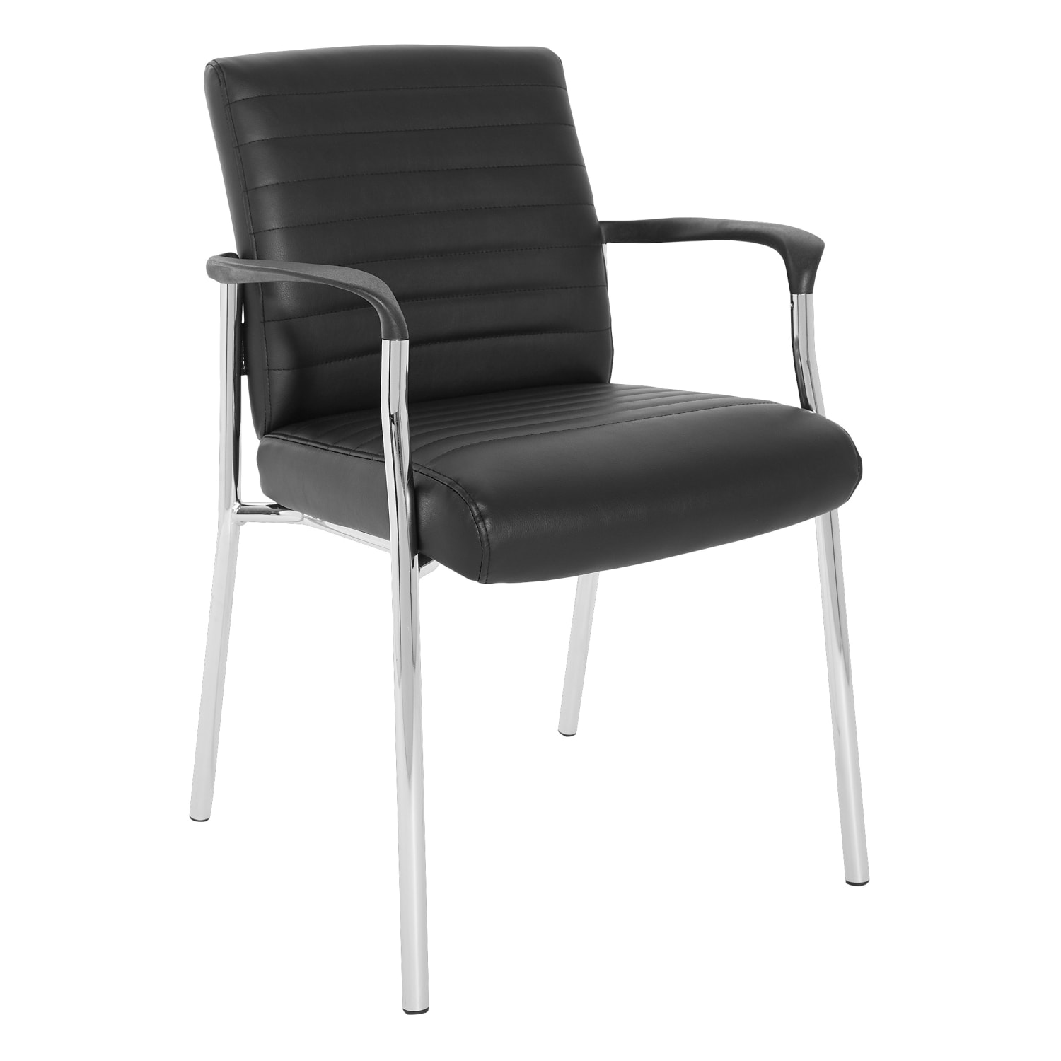 Office Star Faux Leather Guest Chair, Black