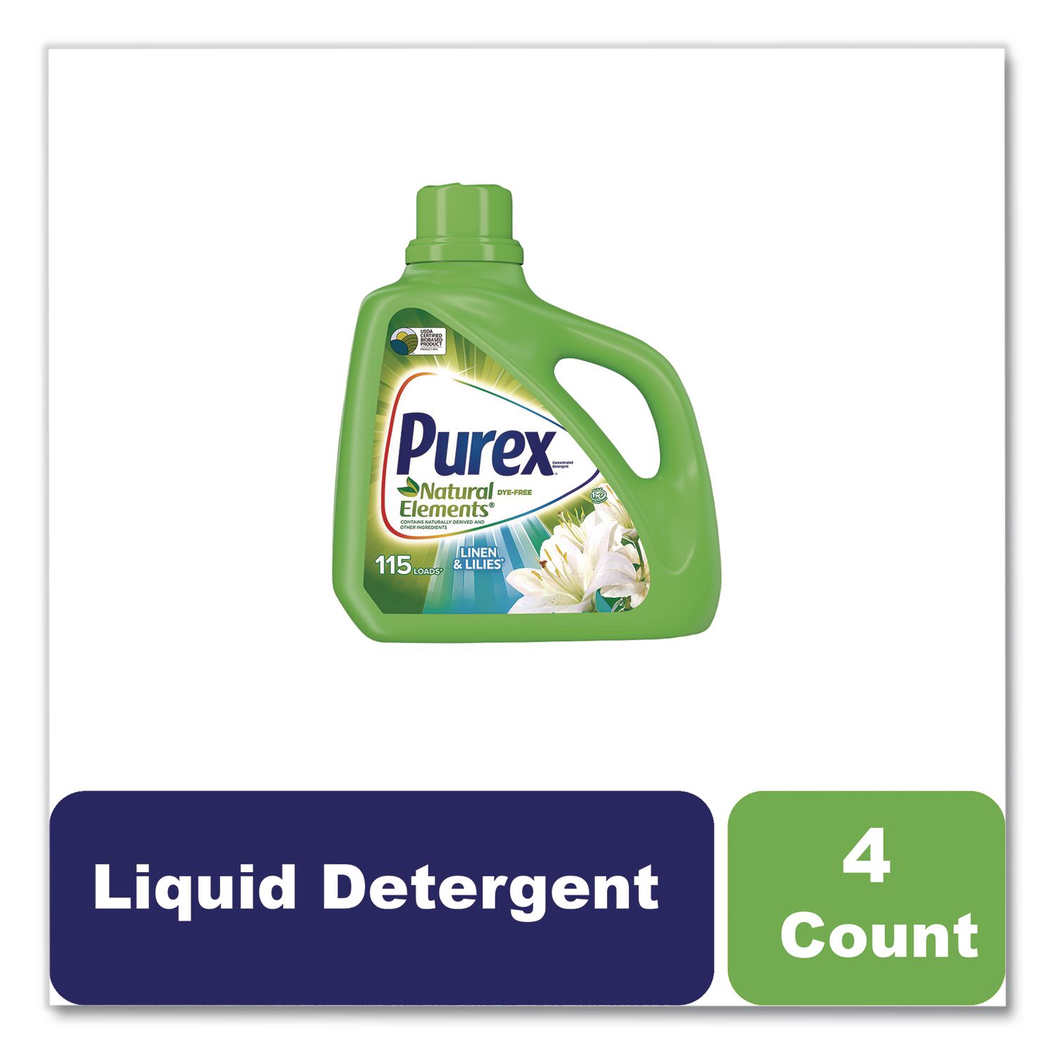 Purex Ultra Natural Elements HE Liquid Detergent, Linen and Lilies, 150 oz Bottle, 4/Carton - Image 4