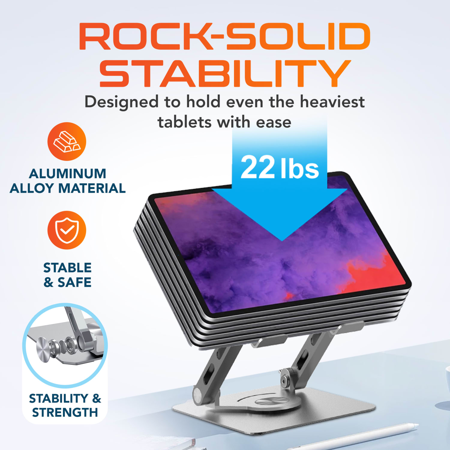 Delton F75/SW60 Bluetooth Foldable Computer Keyboard and Adjustable Tablet Stand, Black/Silver, Total Qty 1 - Image 4