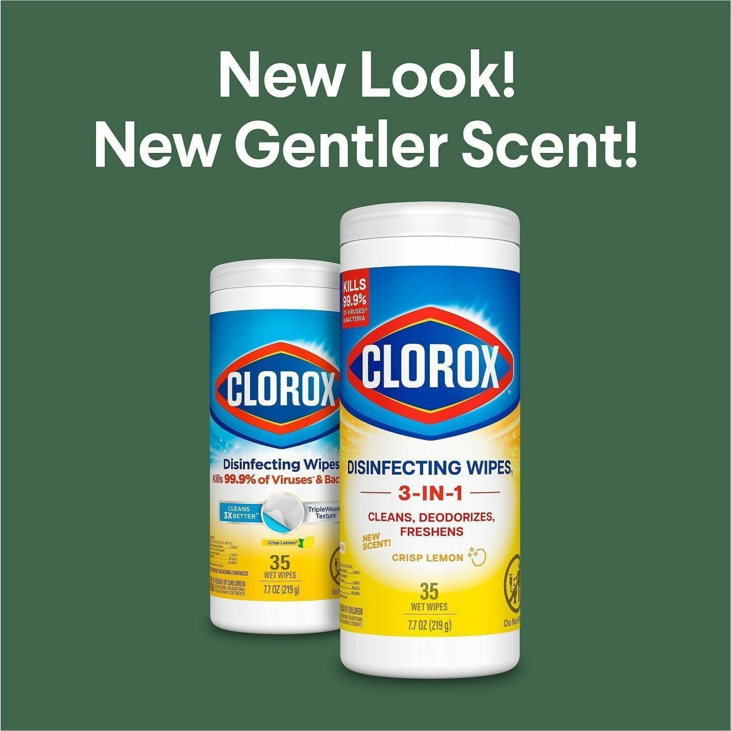 Clorox Disinfecting Cleaning Wipes - Ready-To-Use - Crisp Lemon Scent - Anti-bacterial, Textured, Bleach-free - Yellow - 35 Tub - 420 / Bundle - Image 3