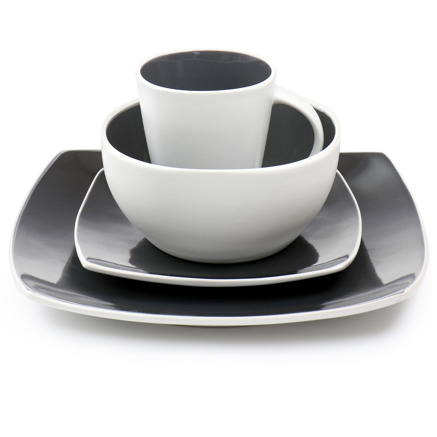 Gibson Elite Soho Lounge 16-Piece Stoneware Dinnerware Set, Gray - Image 6