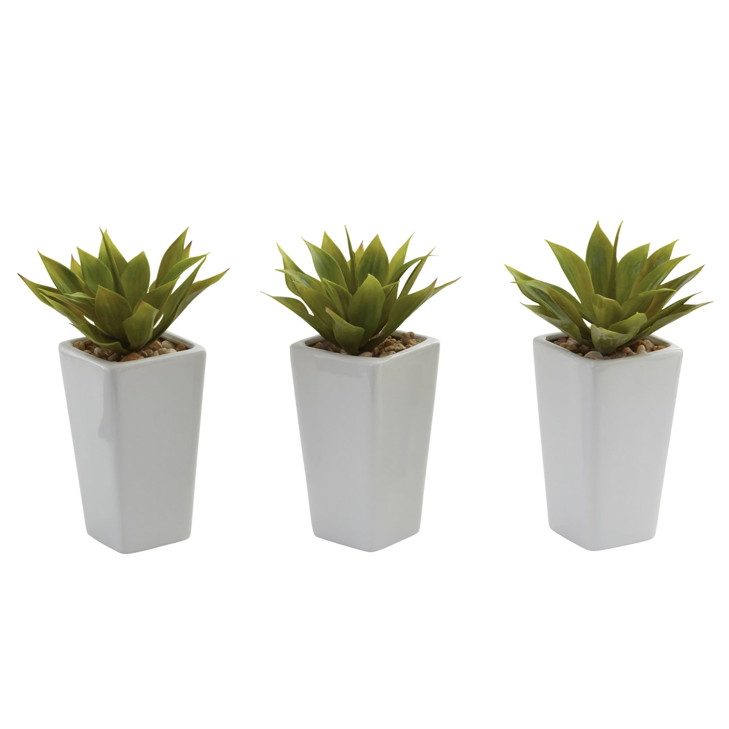 Nearly Natural Agave 9inH Artificial Mini Plants With Planter, 9inH x 5inW x 5inD, Green, Set Of 3 - Image 5
