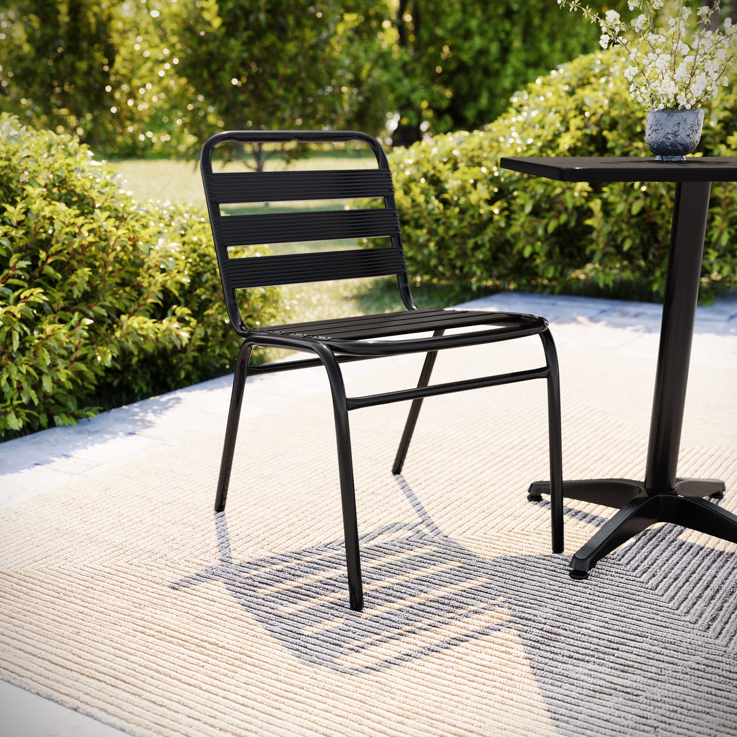 Flash Furniture Lila Aluminum Restaurant Stack Armless Chair, Black - Image 3
